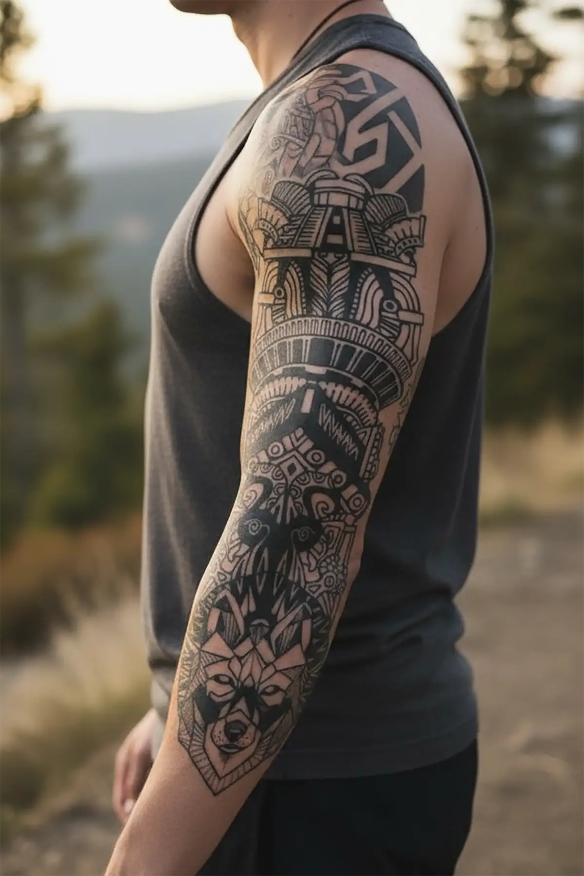 Kurt Figürlü 12 Saat Sonra Kararan Geçici Kol Dövme Tattoo