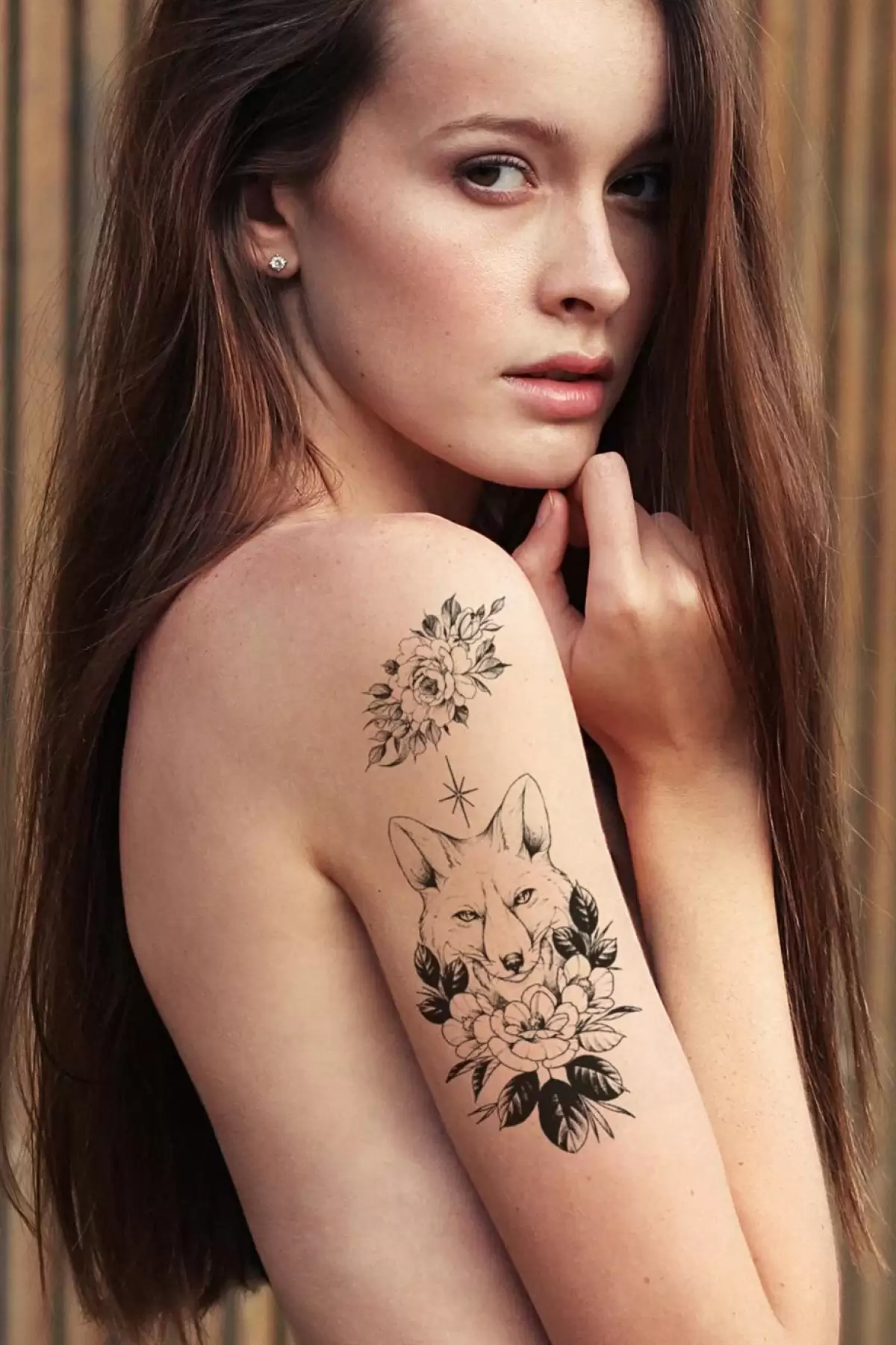Kurt Geyik ve Çiçek Geçici Dövme Tattoo
