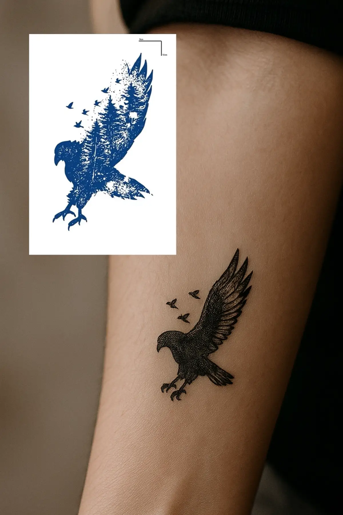 Kuş Figürlü 12 Saat Sonra Kararan Geçici Dövme Tattoo