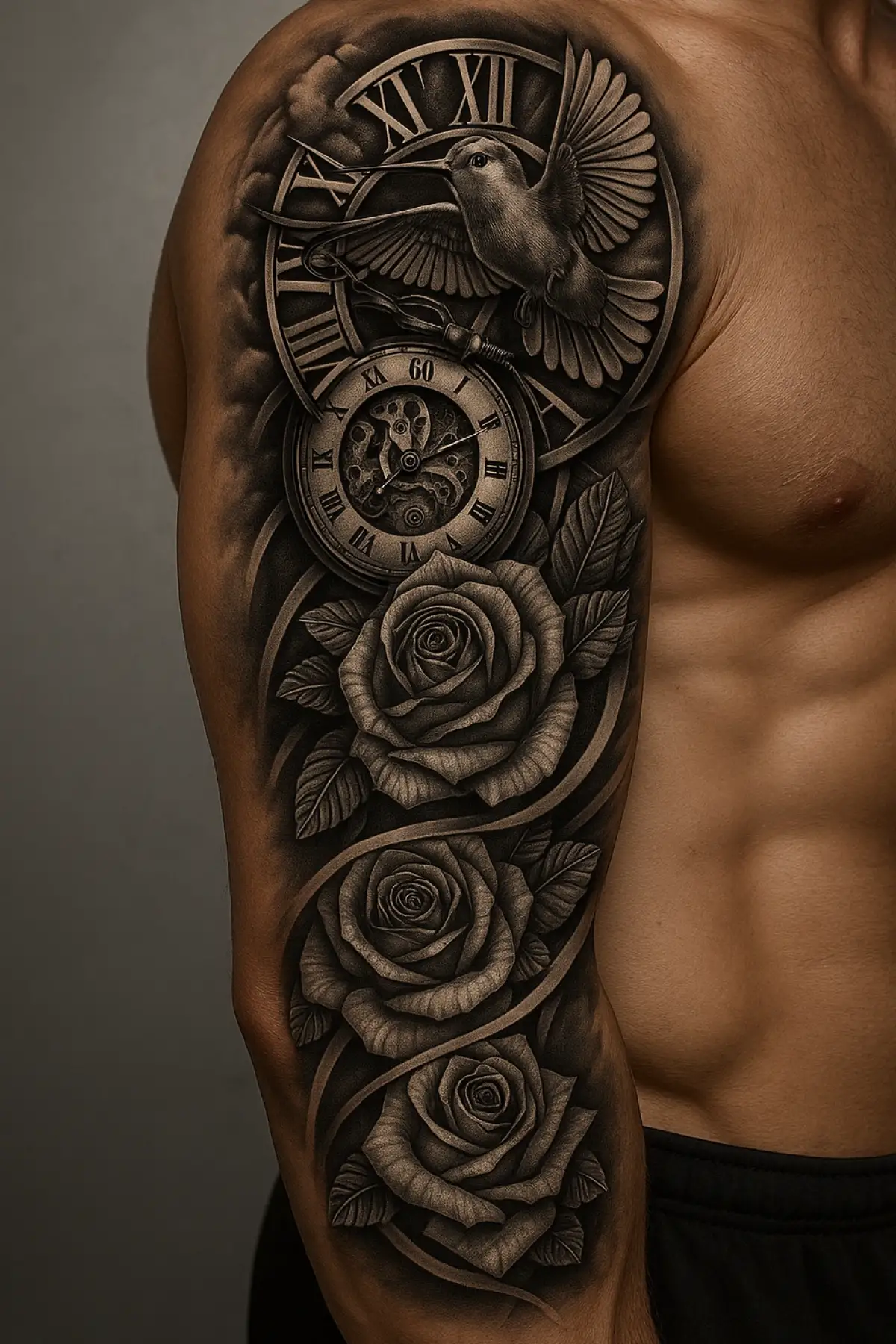 Kuş Ve Gül Figürlü 12 Saat Sonra Kararan Geçici Kol Dövme Tattoo