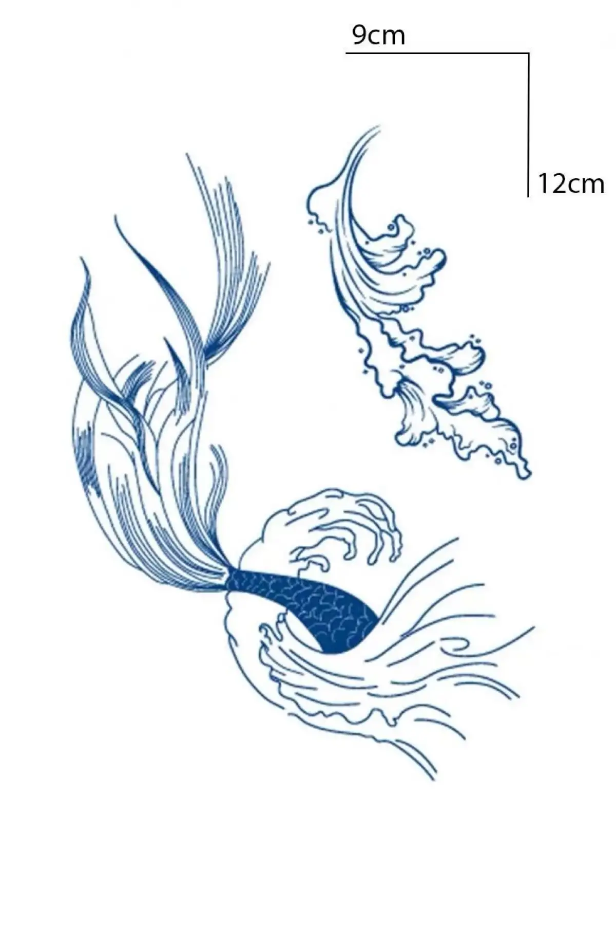 Kuyruk Ve Dalga Figürlü 12 Saat Sonra Kararan Geçici Mini Dövme Tattoo