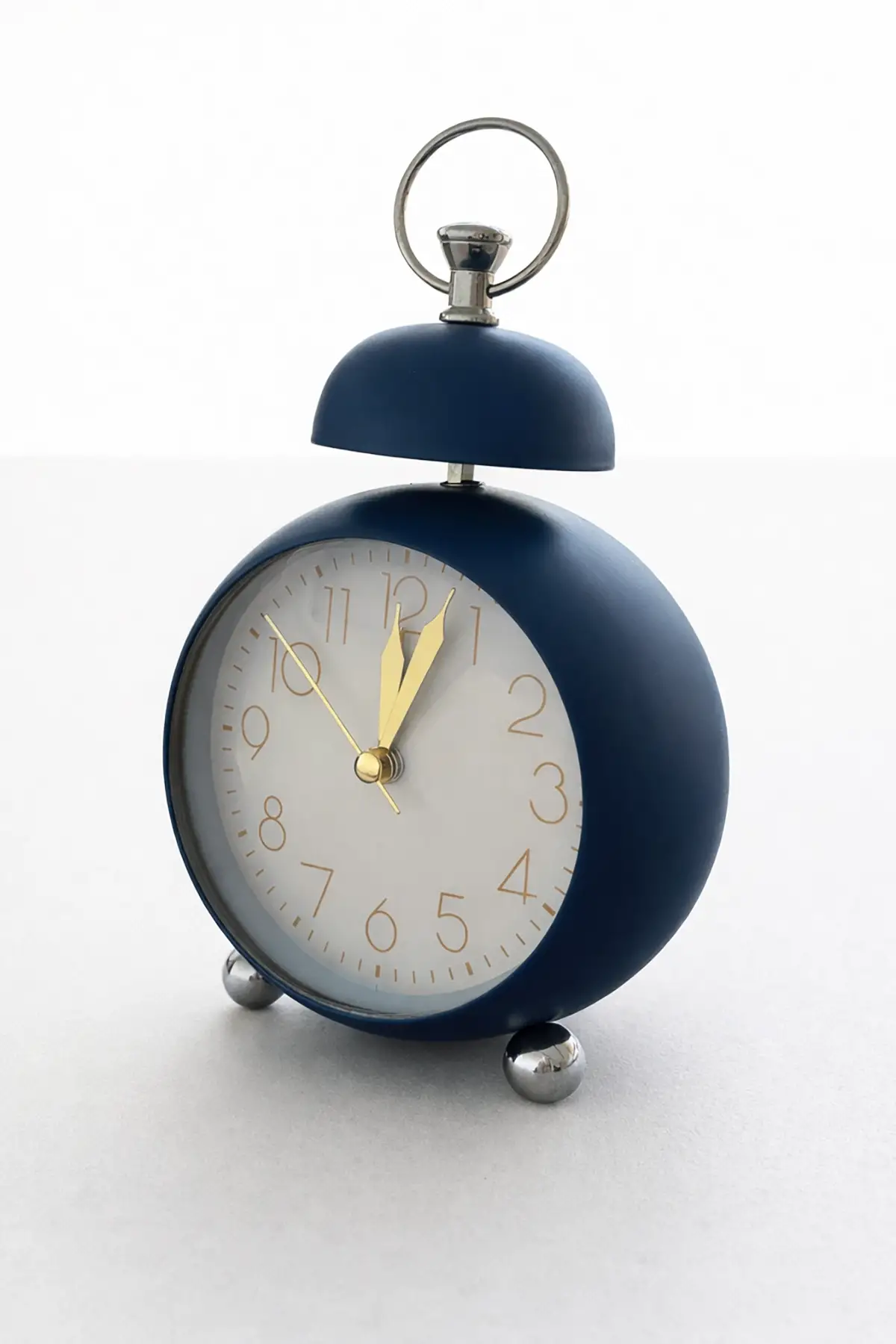 Lacivert Renk Mini Dekoratif Işıklı Alarmlı Yuvarlak Masa Saati