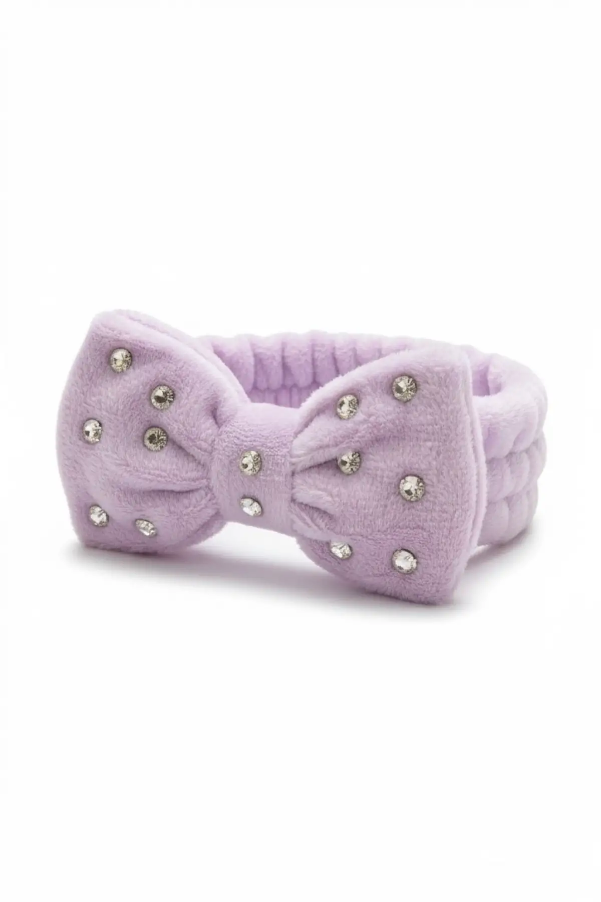 Lila Renk Kurdele Figürlü Taş Detaylı Peluş Saç Bandı