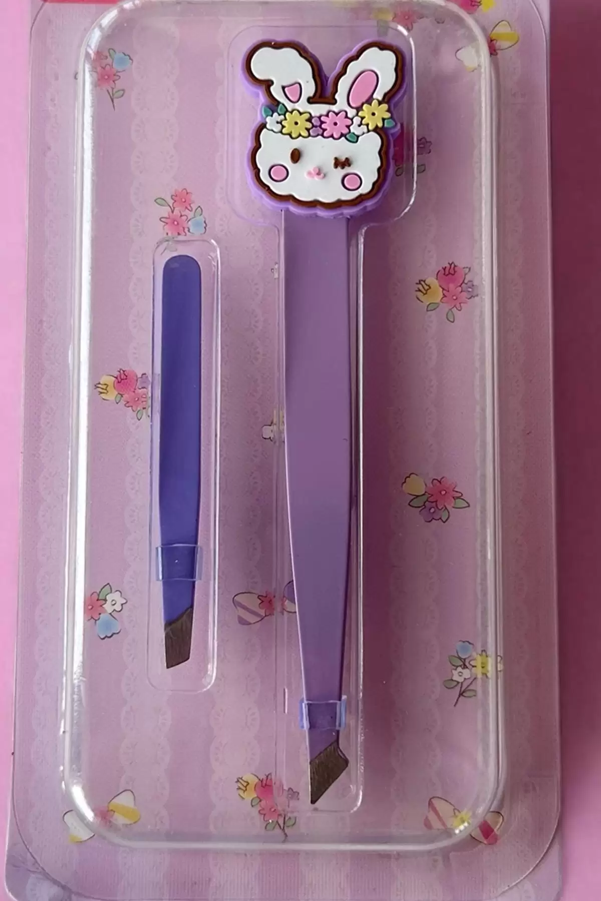 Lila Renk Tavşan Figürlü 2li Cımbız Set