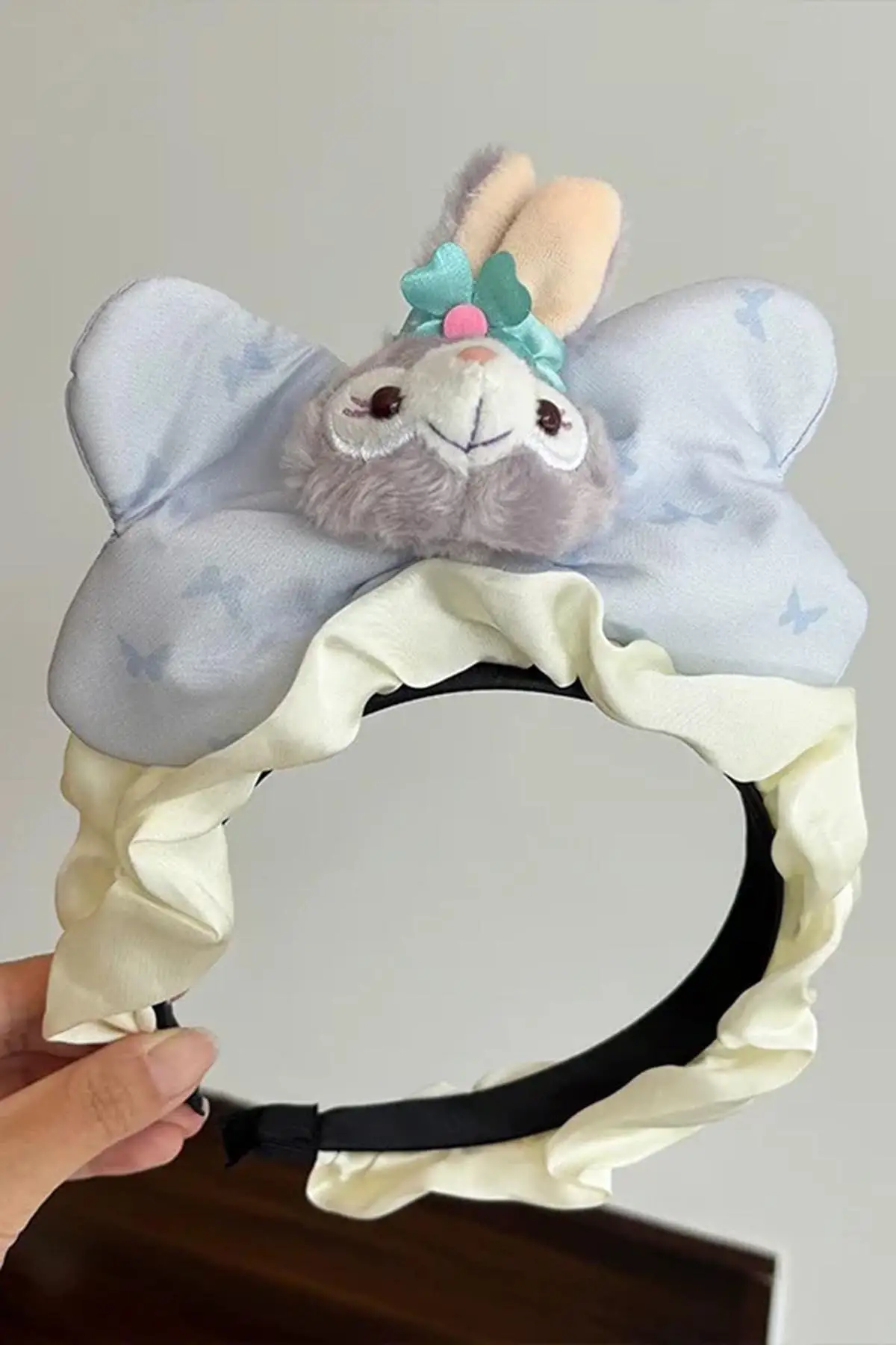 Lila Renk Tavşan Figürlü Peluş Kulaklı Taç