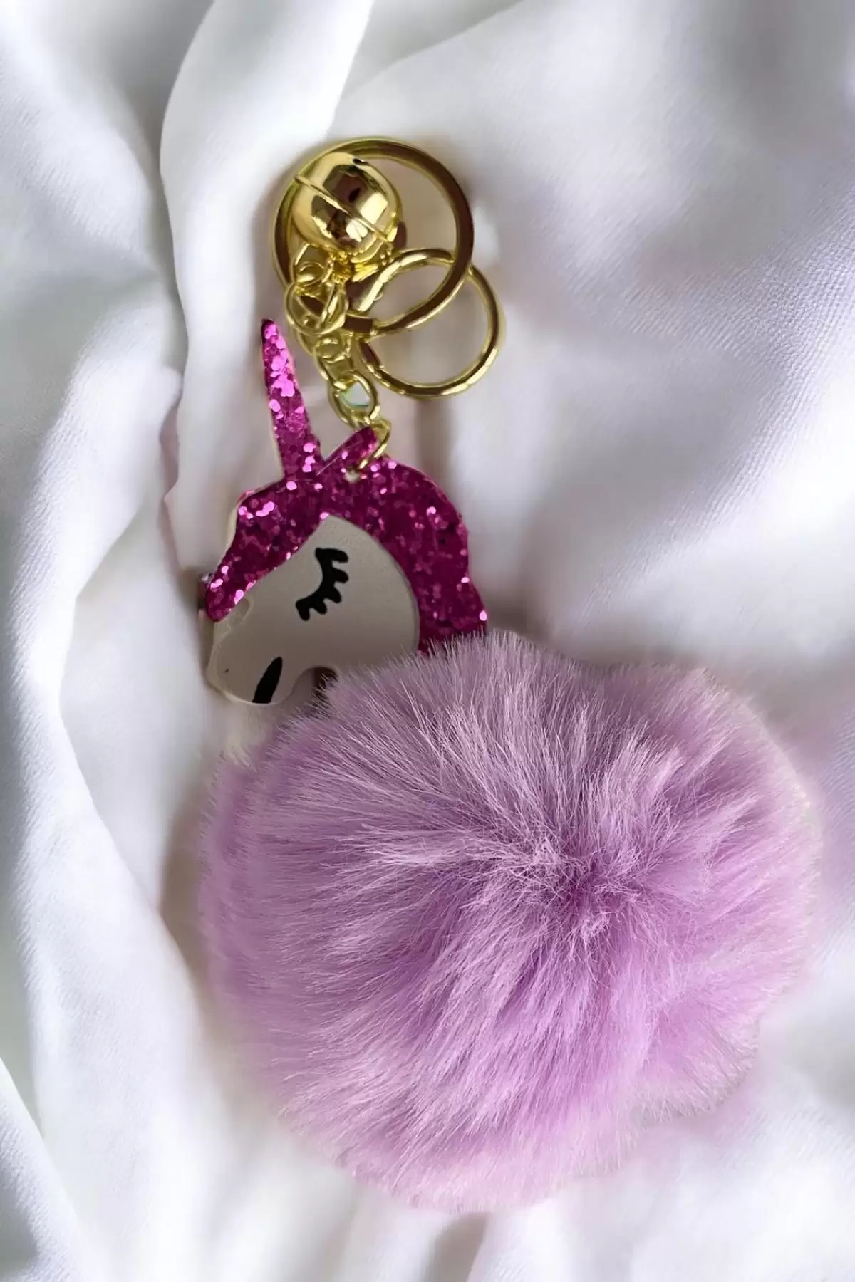 Lila Renk Unicorn Figürlü Peluş Anahtarlık