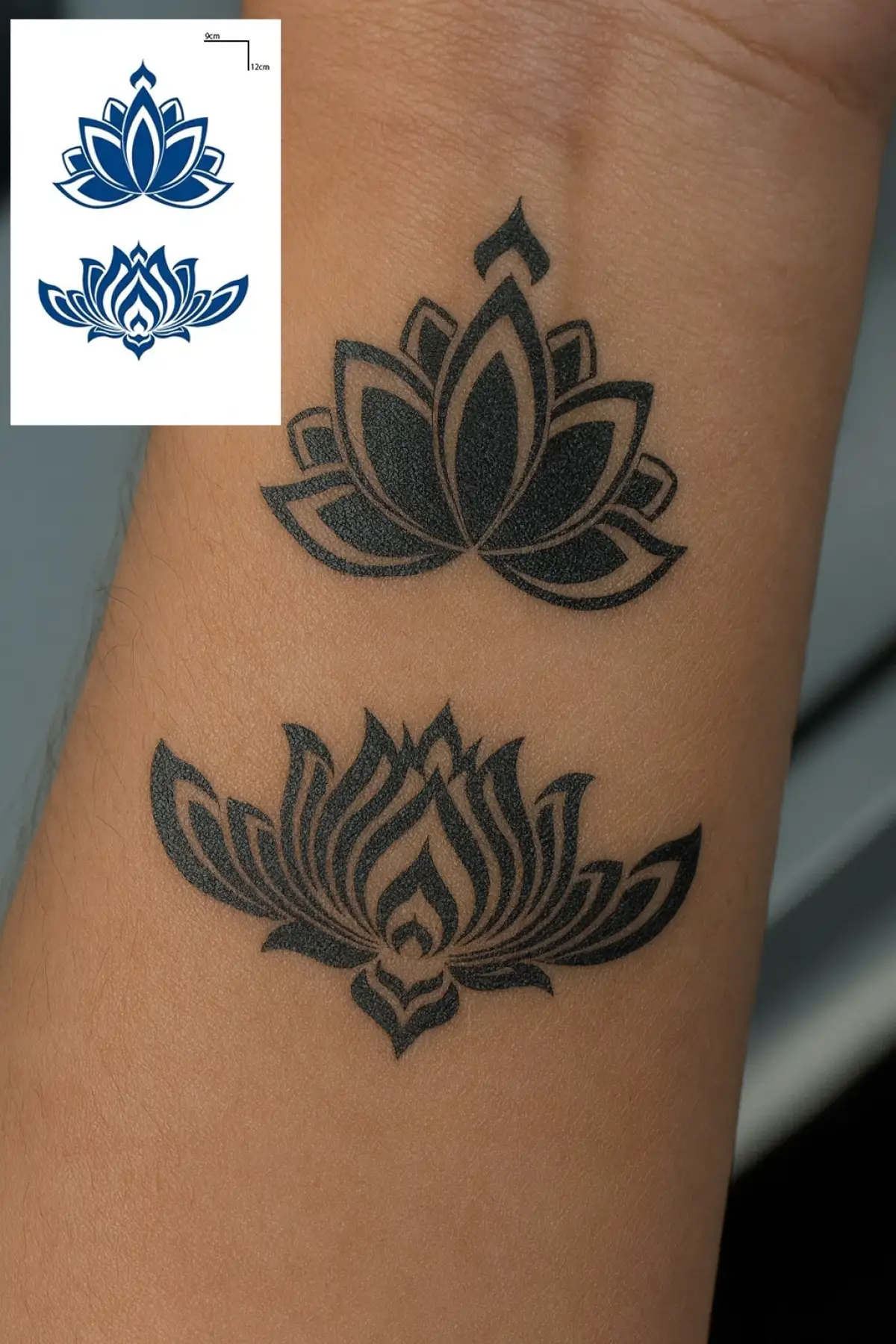 Lotus Figürlü 12 Saat Sonra Kararan Geçici Dövme Tattoo