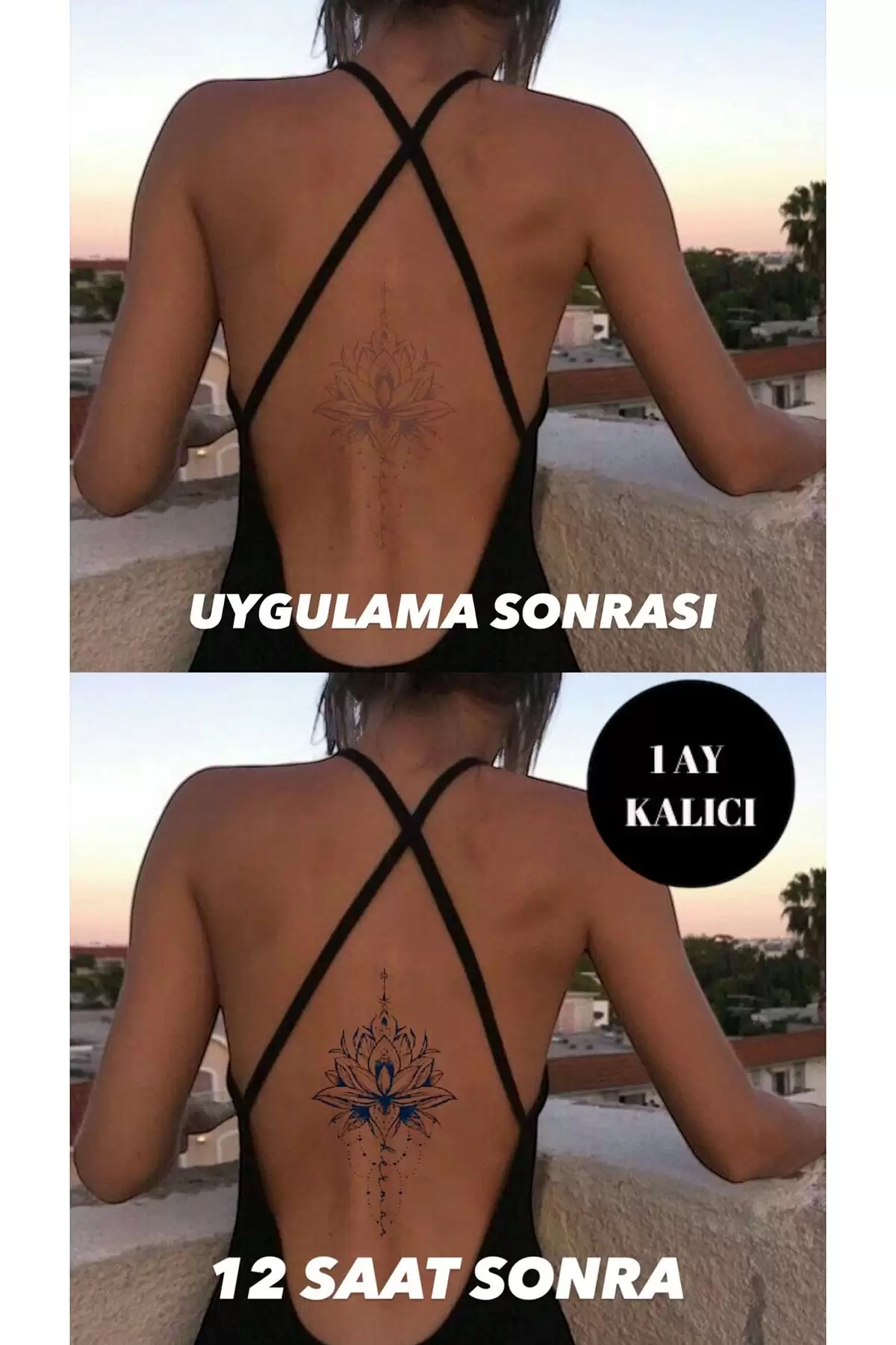 Lotus Figürlü 12 Saat Sonra Kararan Geçici Dövme Tattoo