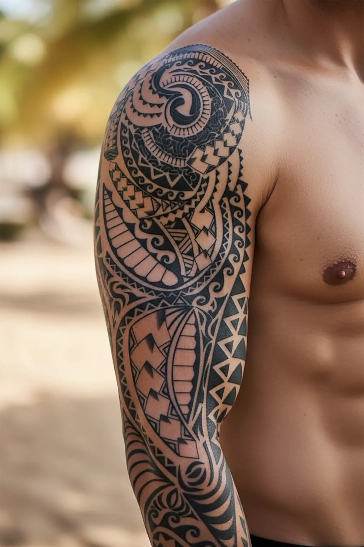 Maori Figürlü 12 Saat Sonra Kararan Geçici Kol Dövme Tattoo