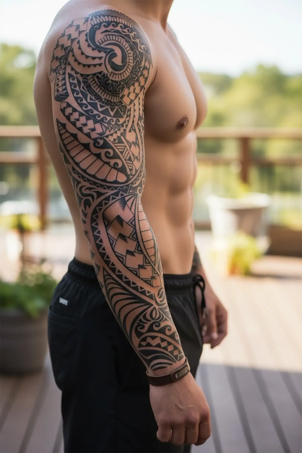 Maori Figürlü 12 Saat Sonra Kararan Geçici Kol Dövme Tattoo
