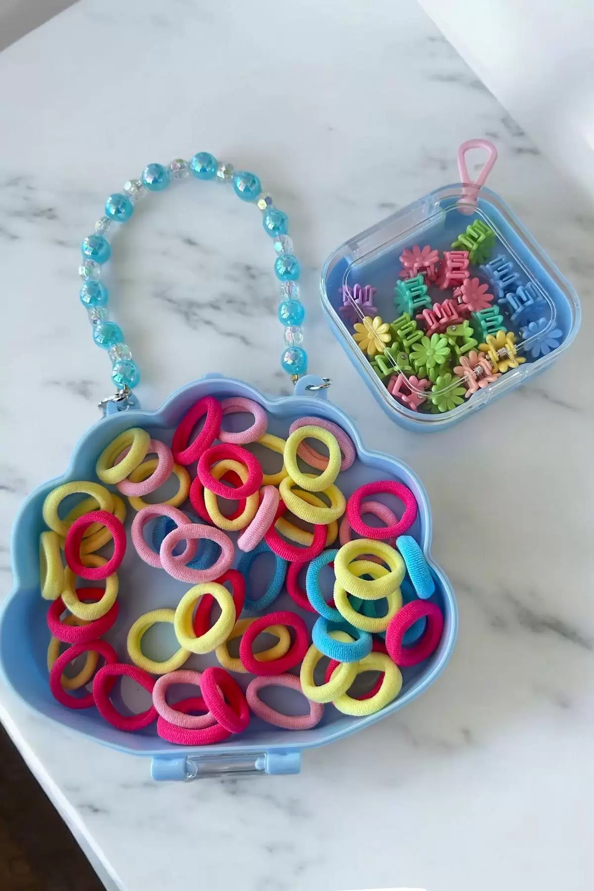 Mavi Renk Çantalı Çocuk Toka Set