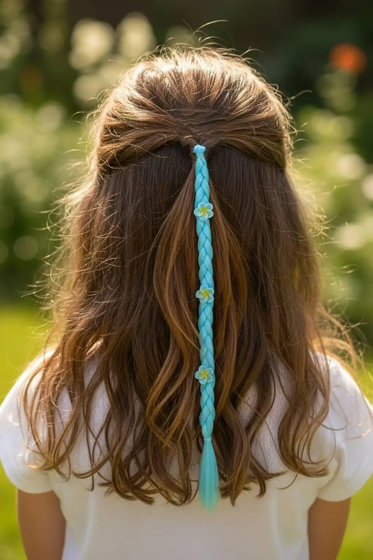 Mavi Renk Çiçek Figürlü Saç Detaylı Lastik Toka