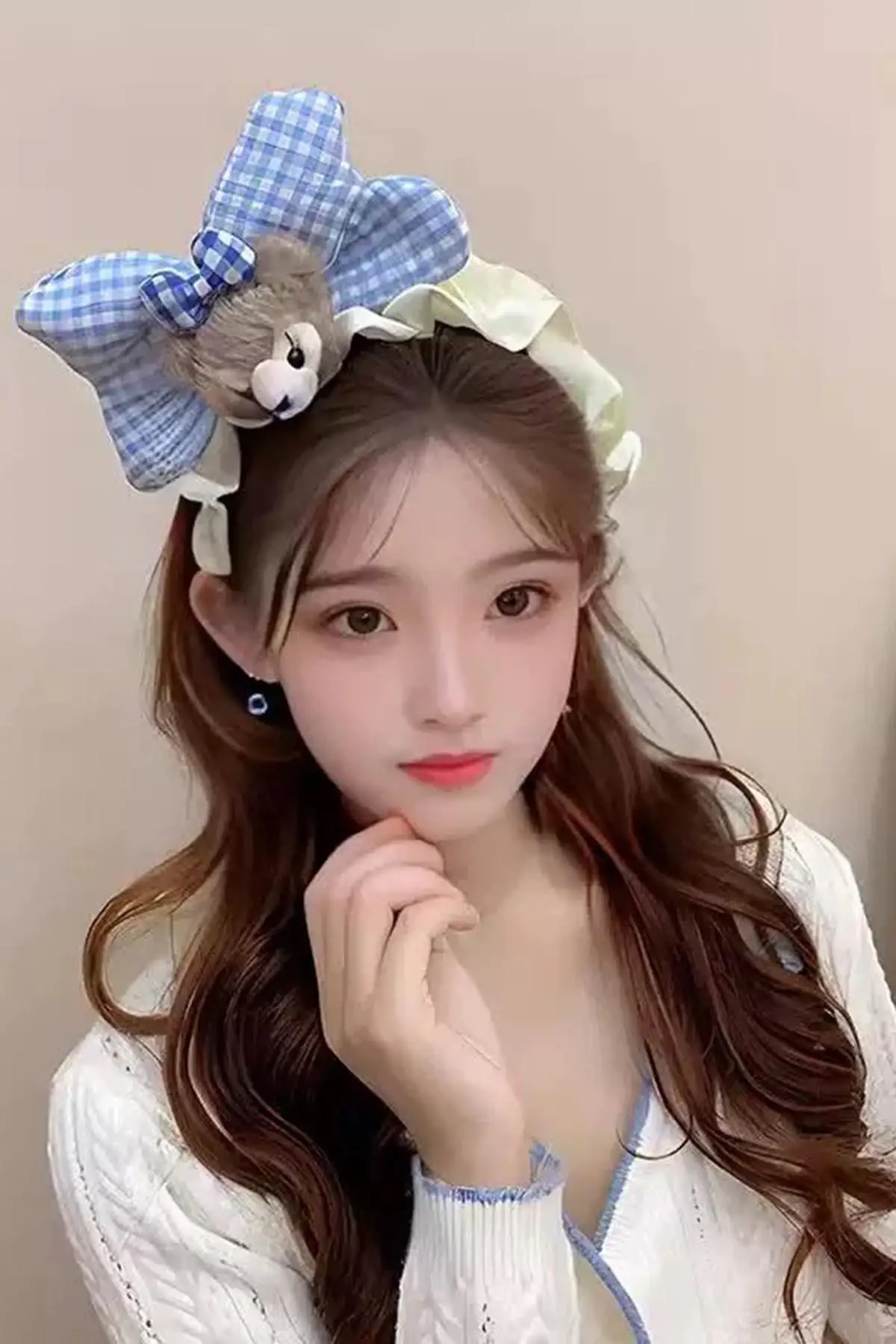 Mavi Renk Hayvan Figürlü Peluş Kurdele Taç