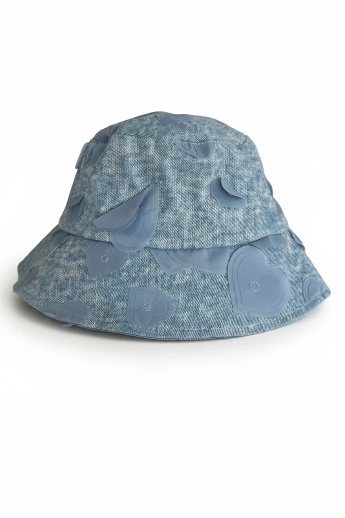 Mavi Renk Kalp Figürlü Kot Tasarım Şapka