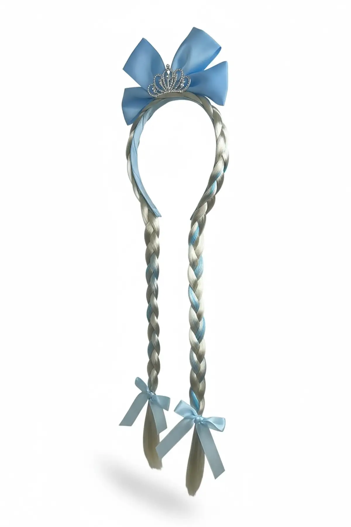 Mavi Renk Kurdele Figürlü Örgü Detaylı Çocuk Taç