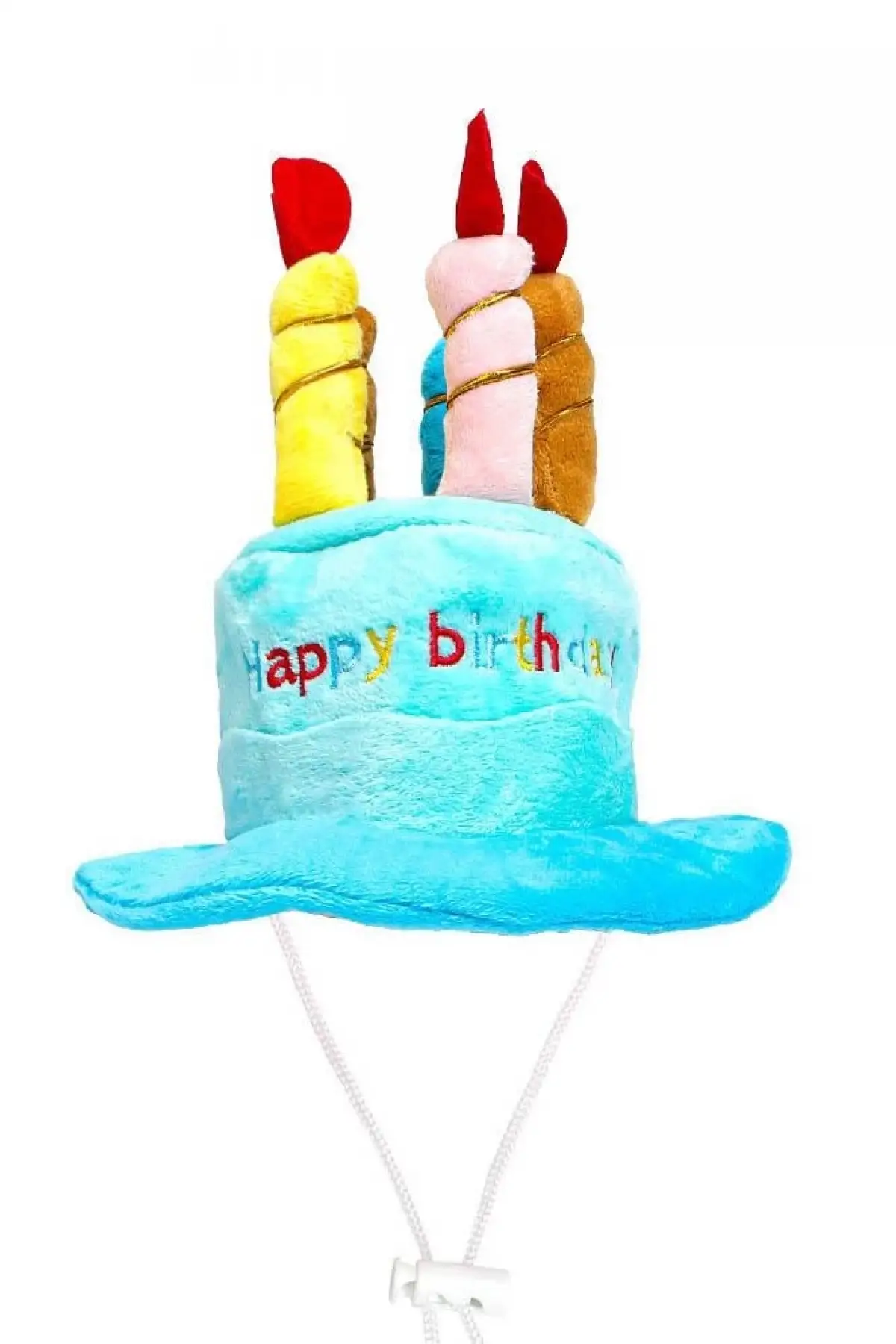 Mavi Renk Mum Figürlü Happy Birthday Yazılı Kedi Köpek Şapkası
