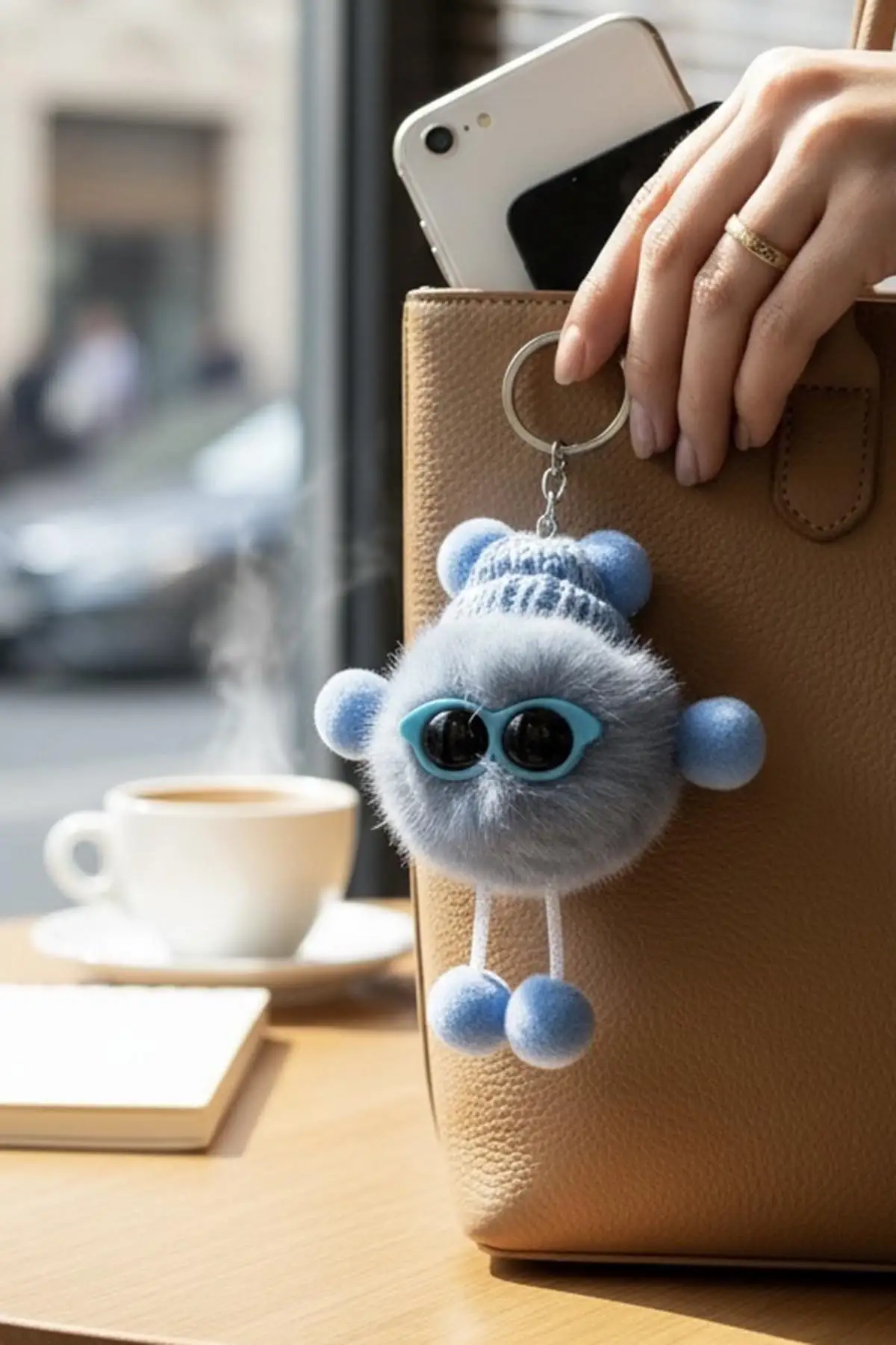 Mavi Renk Peluş Detaylı Anahtarlık