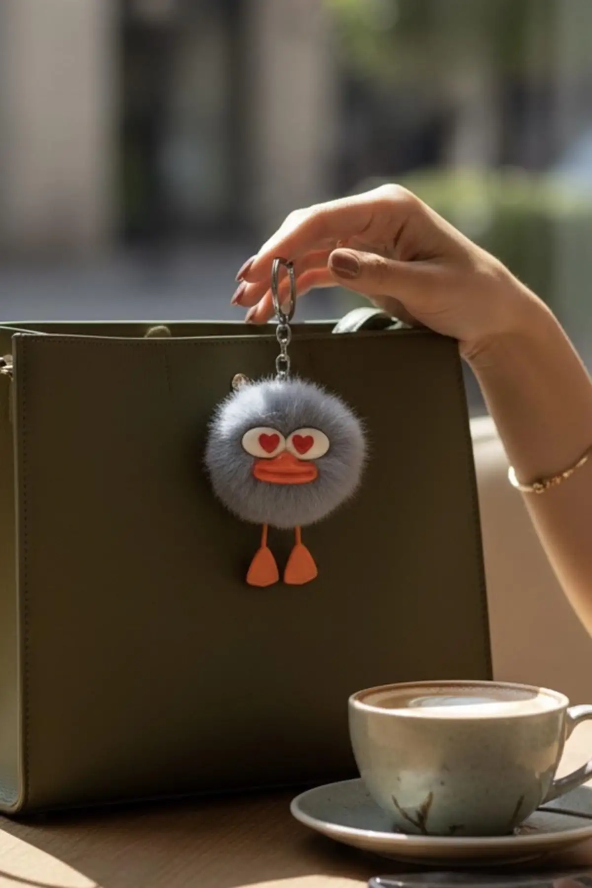 Mavi Renk Peluş Detaylı Anahtarlık