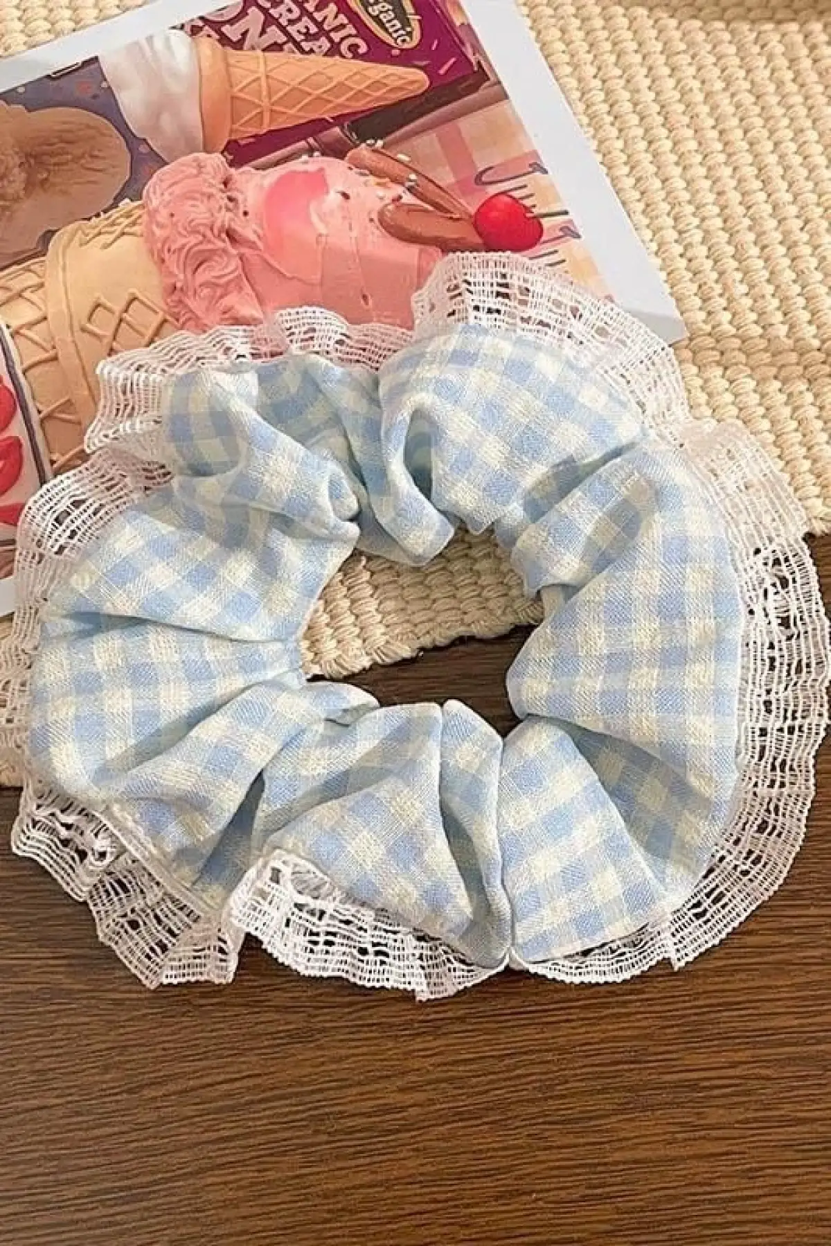 Mavi Renk Pötikare Desenli Simit Toka