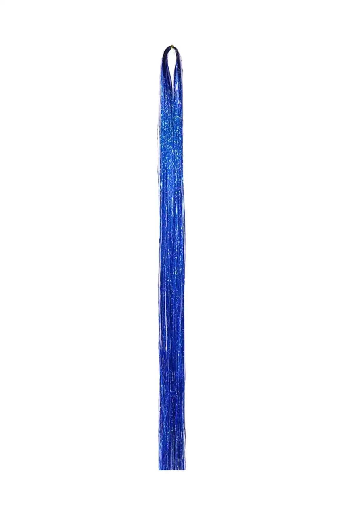 Mavi Renk Simli Yan Postiş Hair Tinsel Shiny Hair (50 Cm)