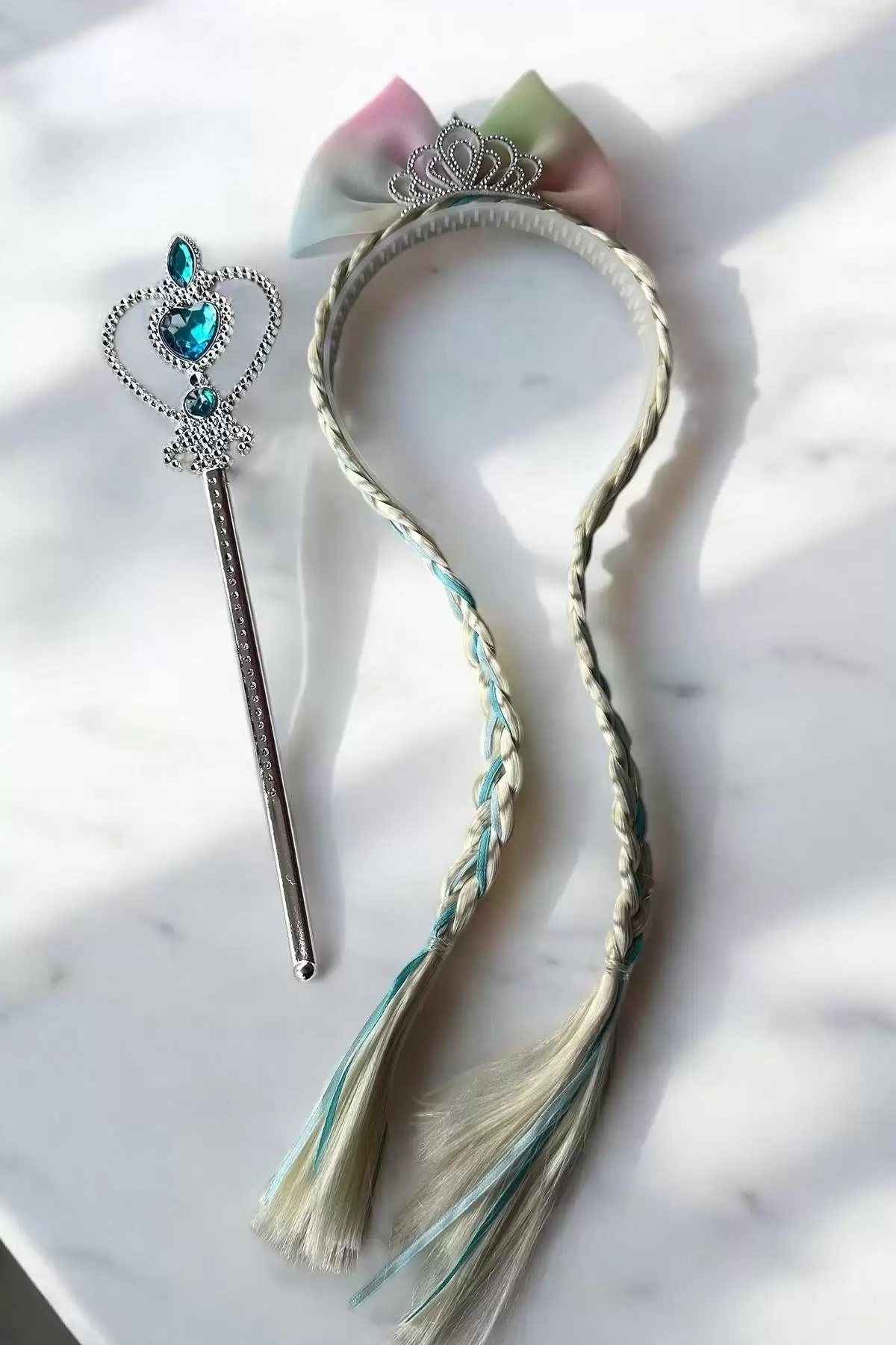 Mavi Renk Taç Asa Frozen Elsa Set