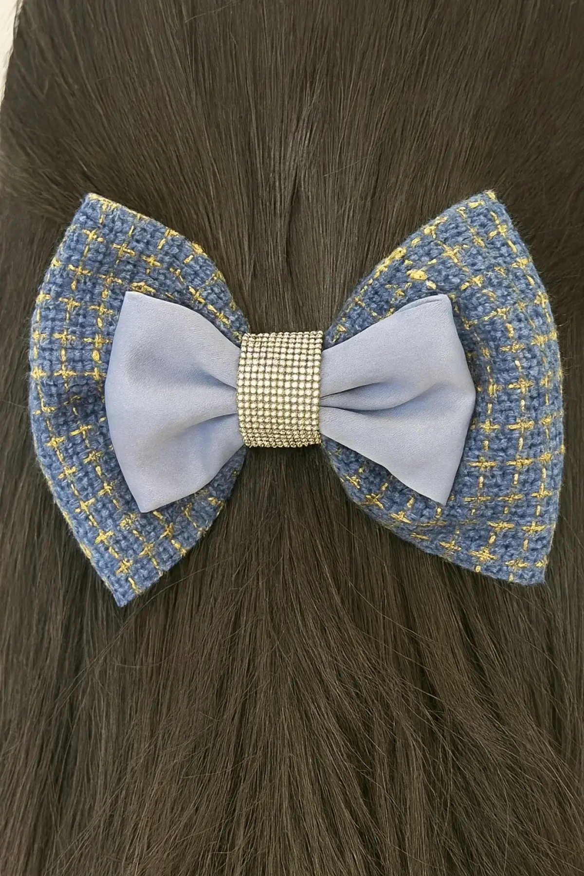 Mavi Renk Taş Detaylı Kurdele Otomat Toka