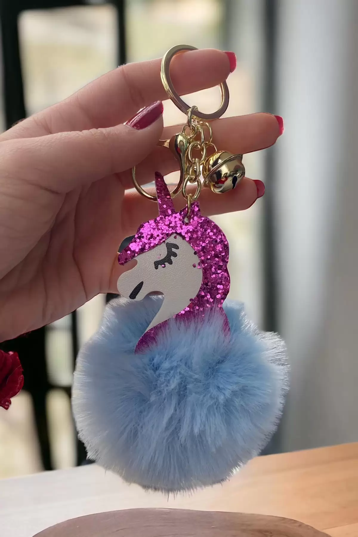 Mavi Renk Unicorn Peluş Anahtarlık