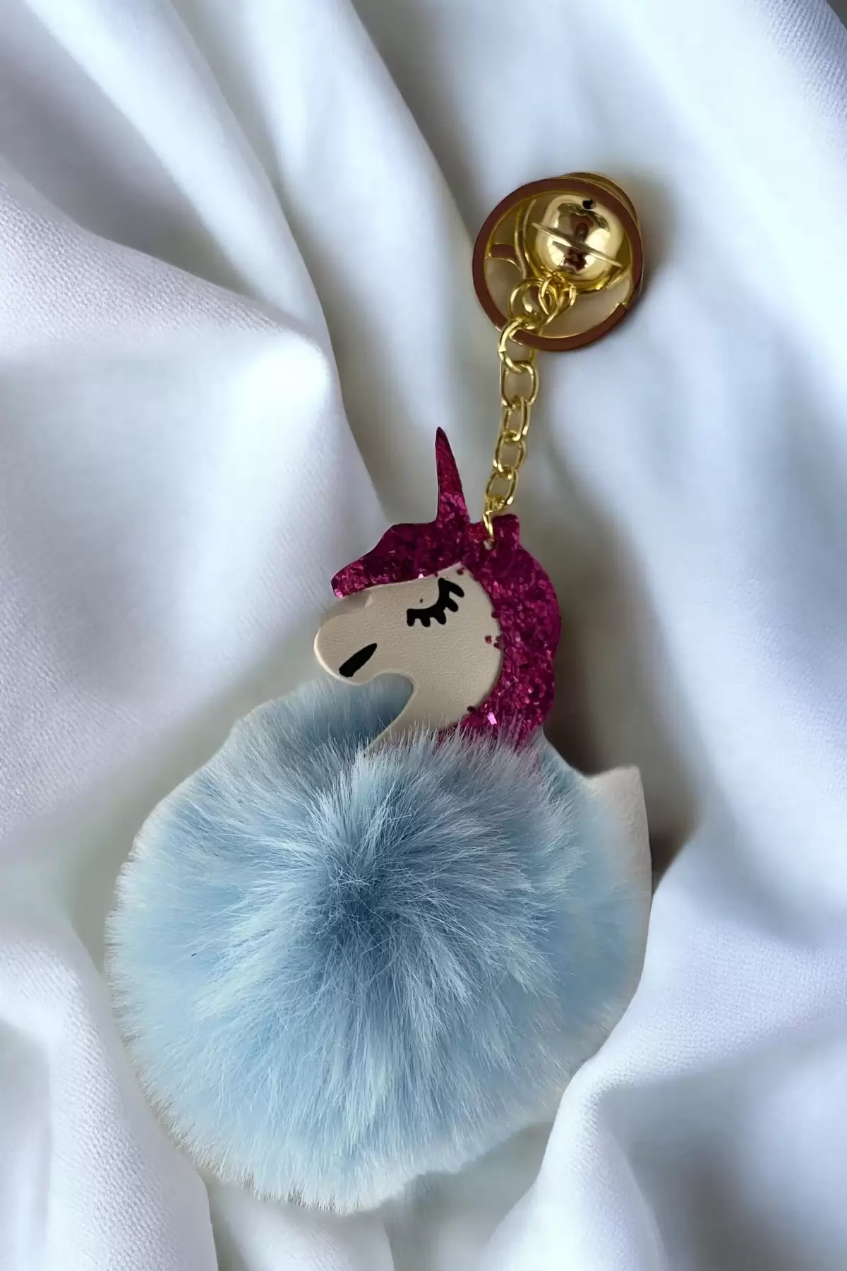 Mavi Renk Unicorn Peluş Anahtarlık