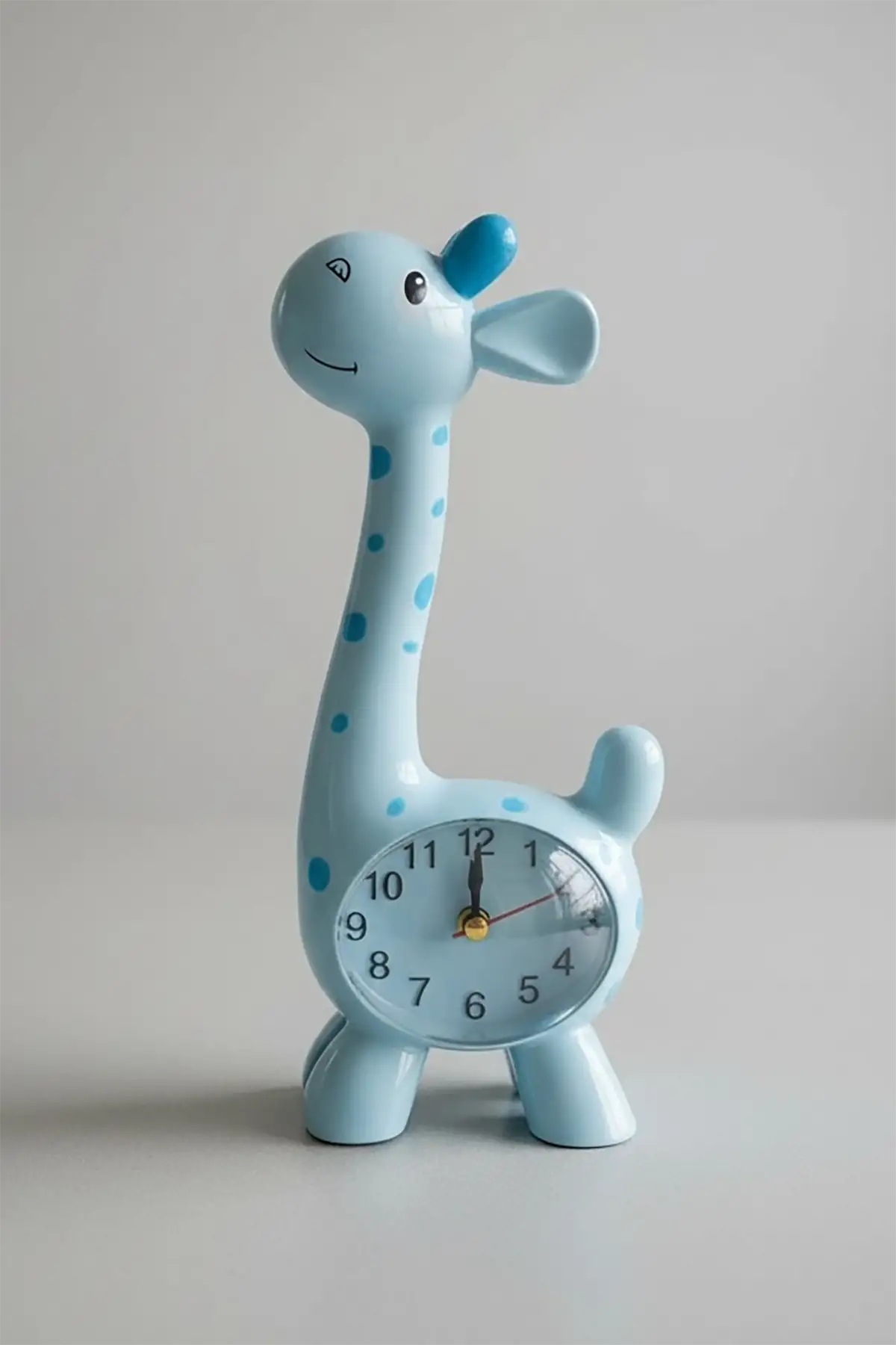 Mavi Renk Zürafa Figürlü Dekoratif Alarmlı Masa Saati