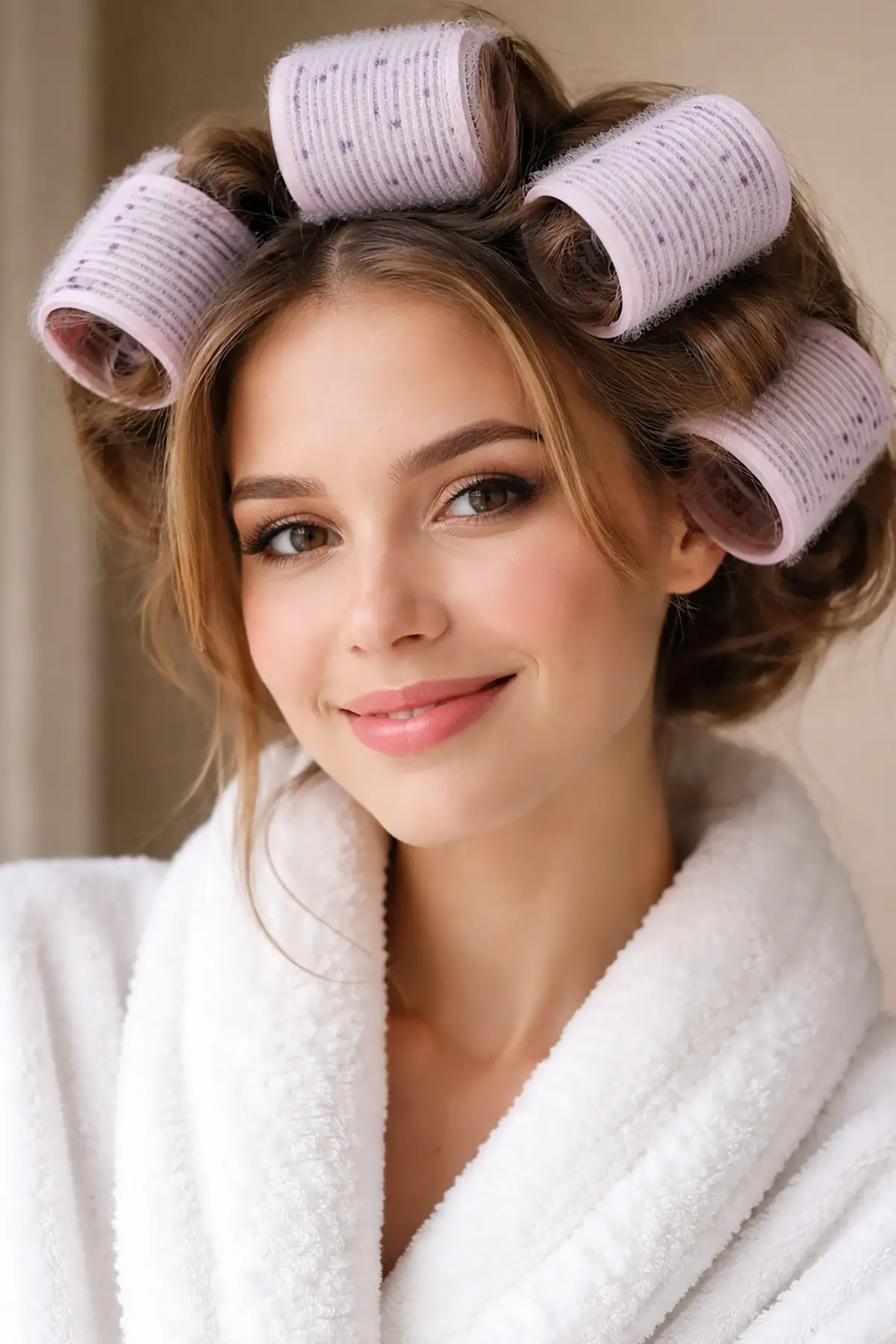 Mor Renk 4 Adet Bigudi Cırtlı/ Yapışkanlı Saç Bigudisi /Orta Boy