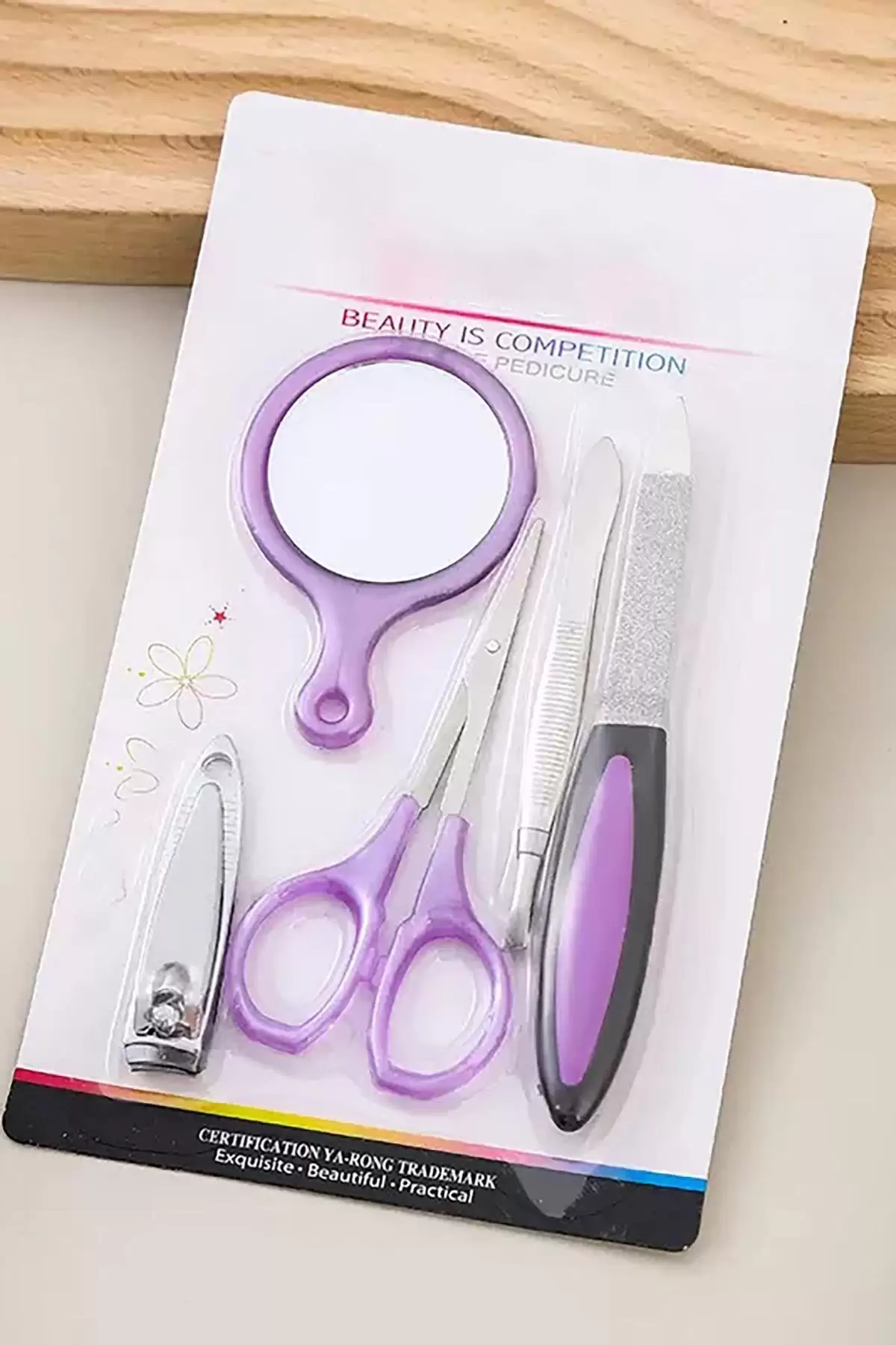 Mor Renk 5 Parça Manikür/ Pedikür Törpü Set