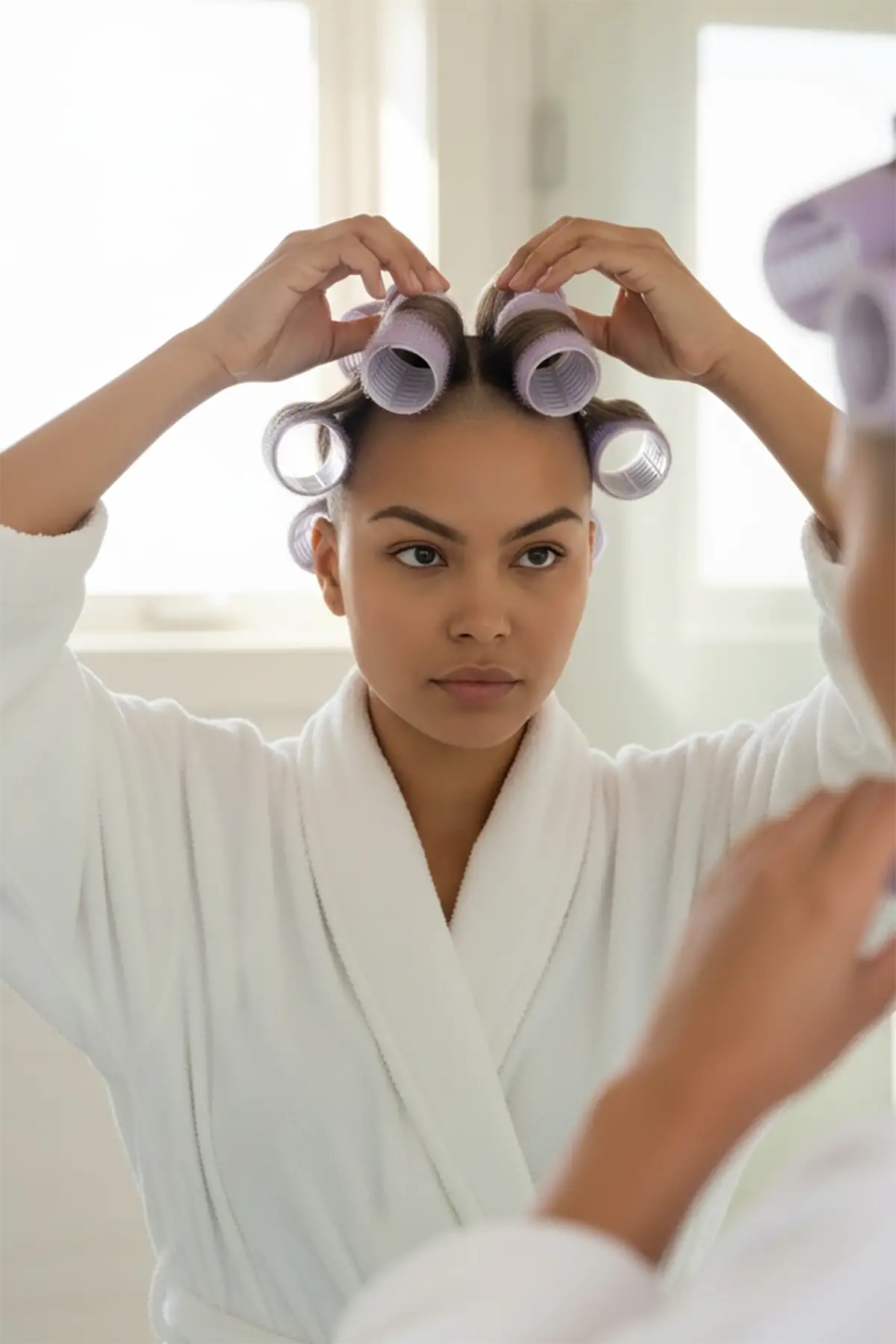 Mor Renk 6 Adet Bigudi Cırtlı/ Yapışkanlı Saç Bigudisi /Orta Boy