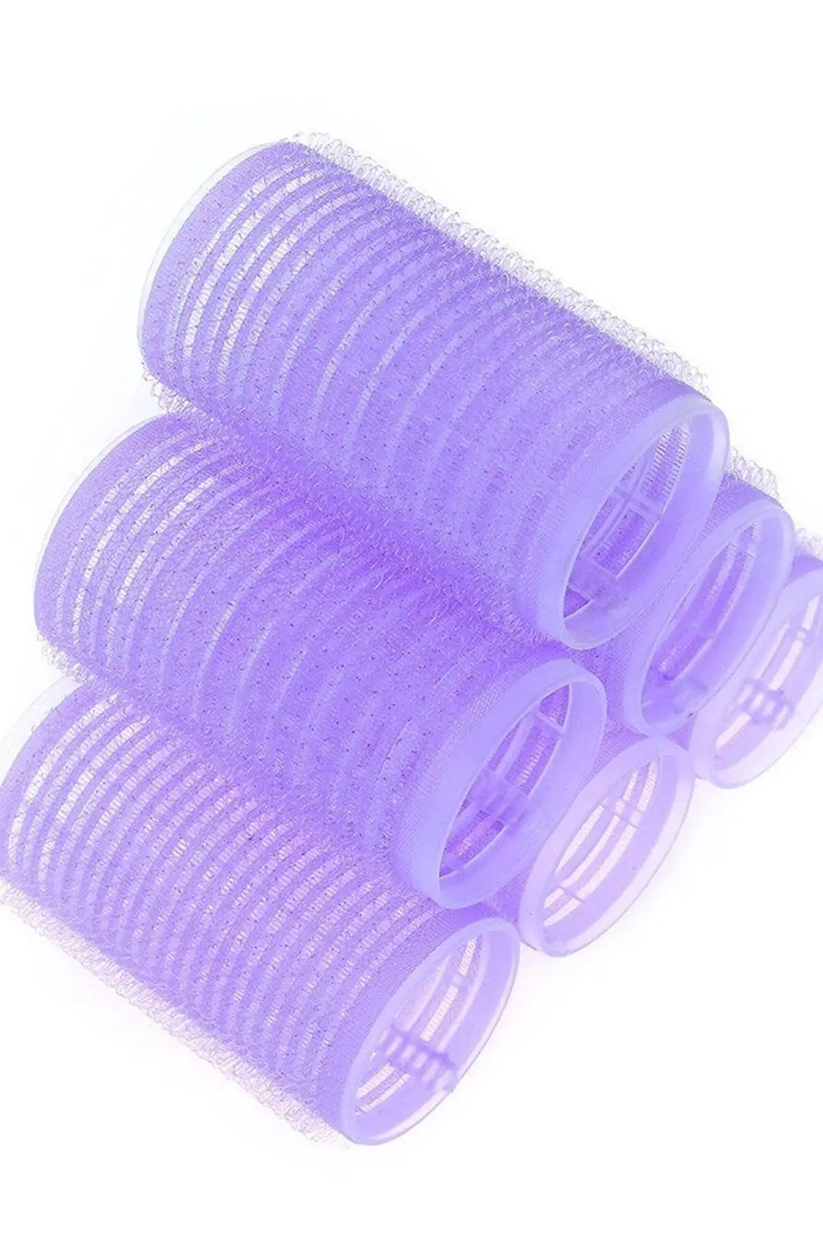 Mor Renk 6 Adet Bigudi Cırtlı/ Yapışkanlı Saç Bigudisi /Orta Boy