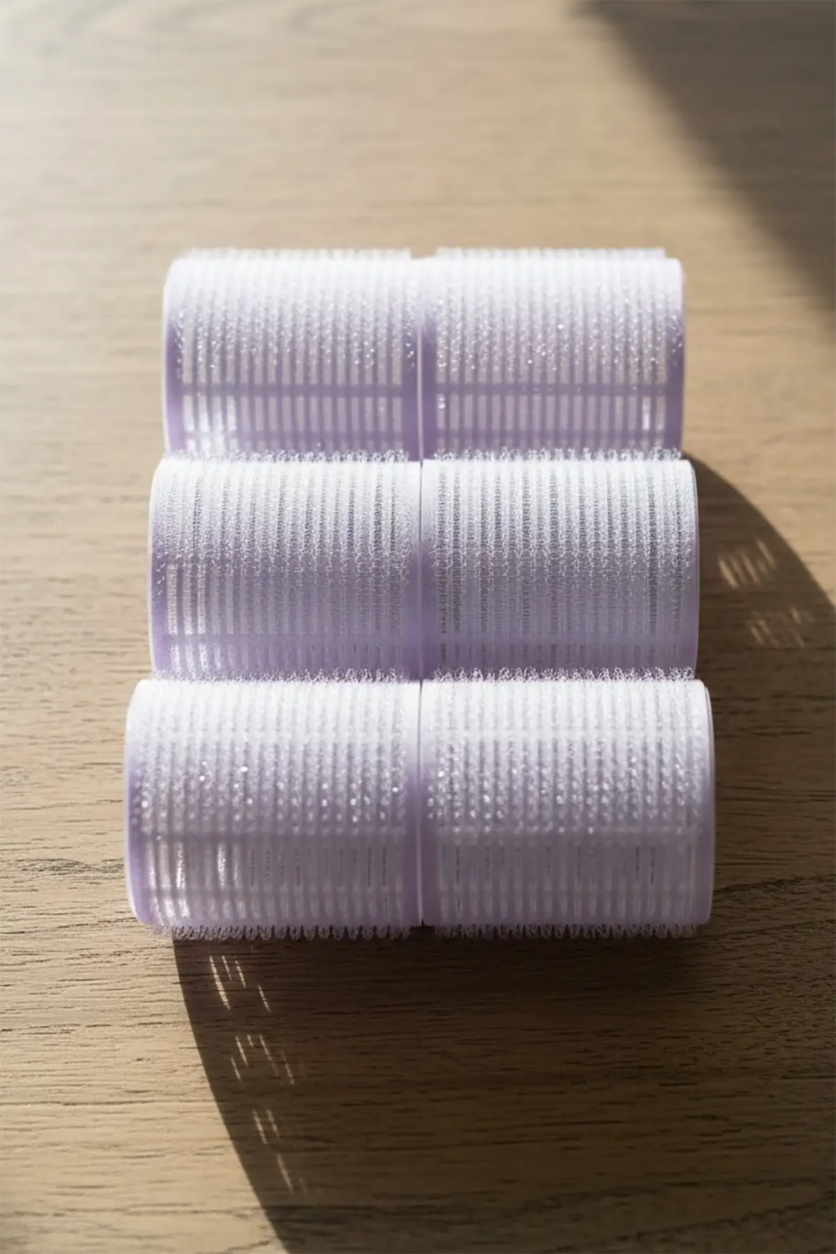 Mor Renk 6 Adet Bigudi Cırtlı/ Yapışkanlı Saç Bigudisi /Orta Boy