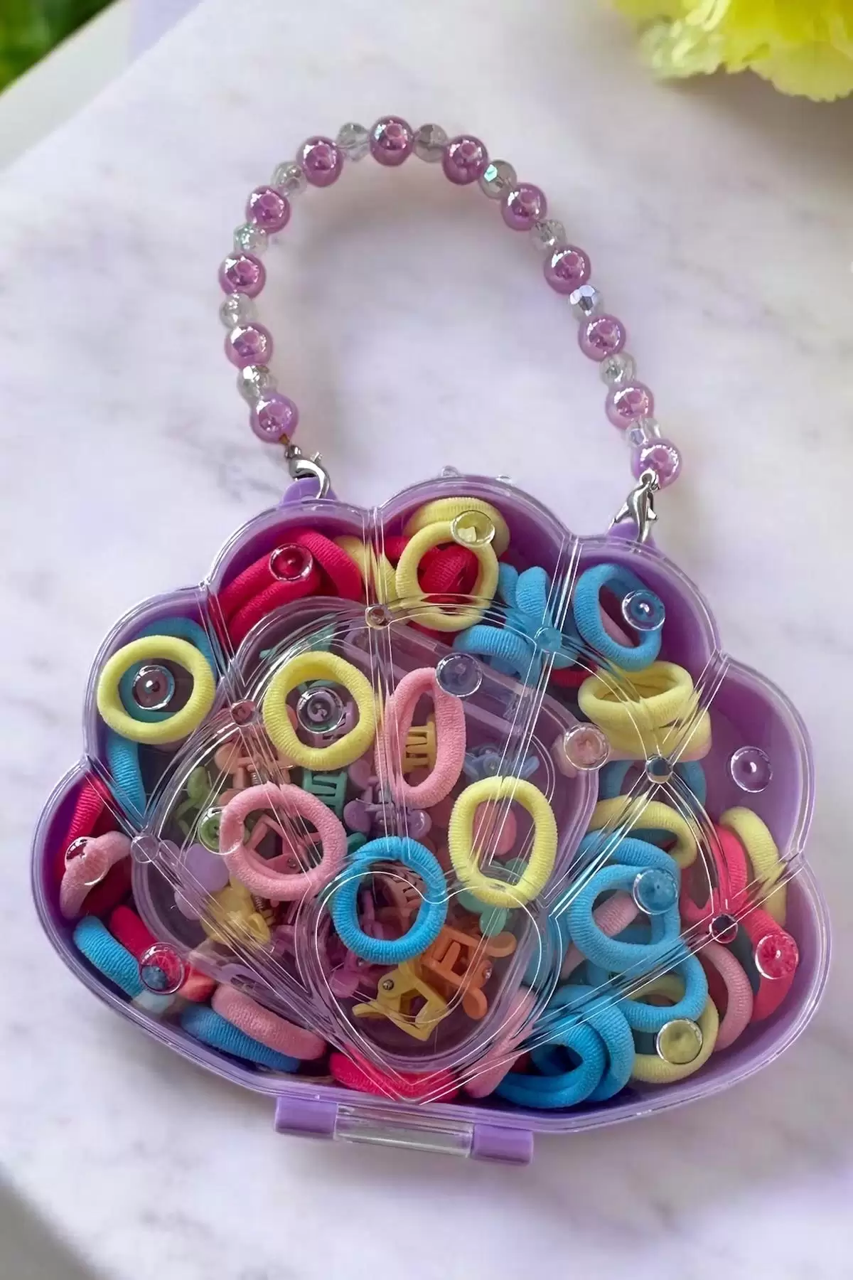 Mor Renk Çantalı Çocuk Toka Set
