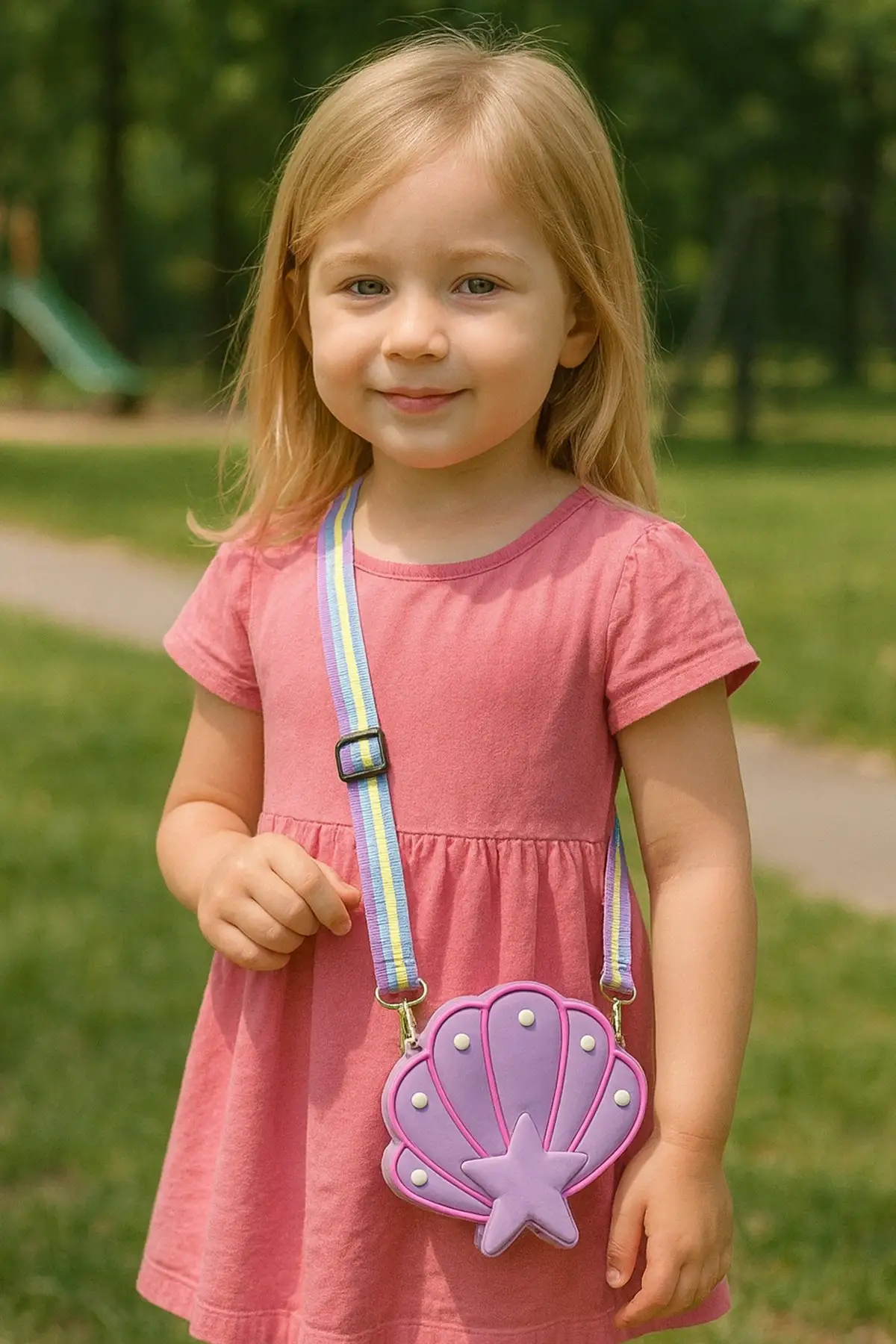 Mor Renk Deniz Kabuğu Figürlü Çocuk Çanta