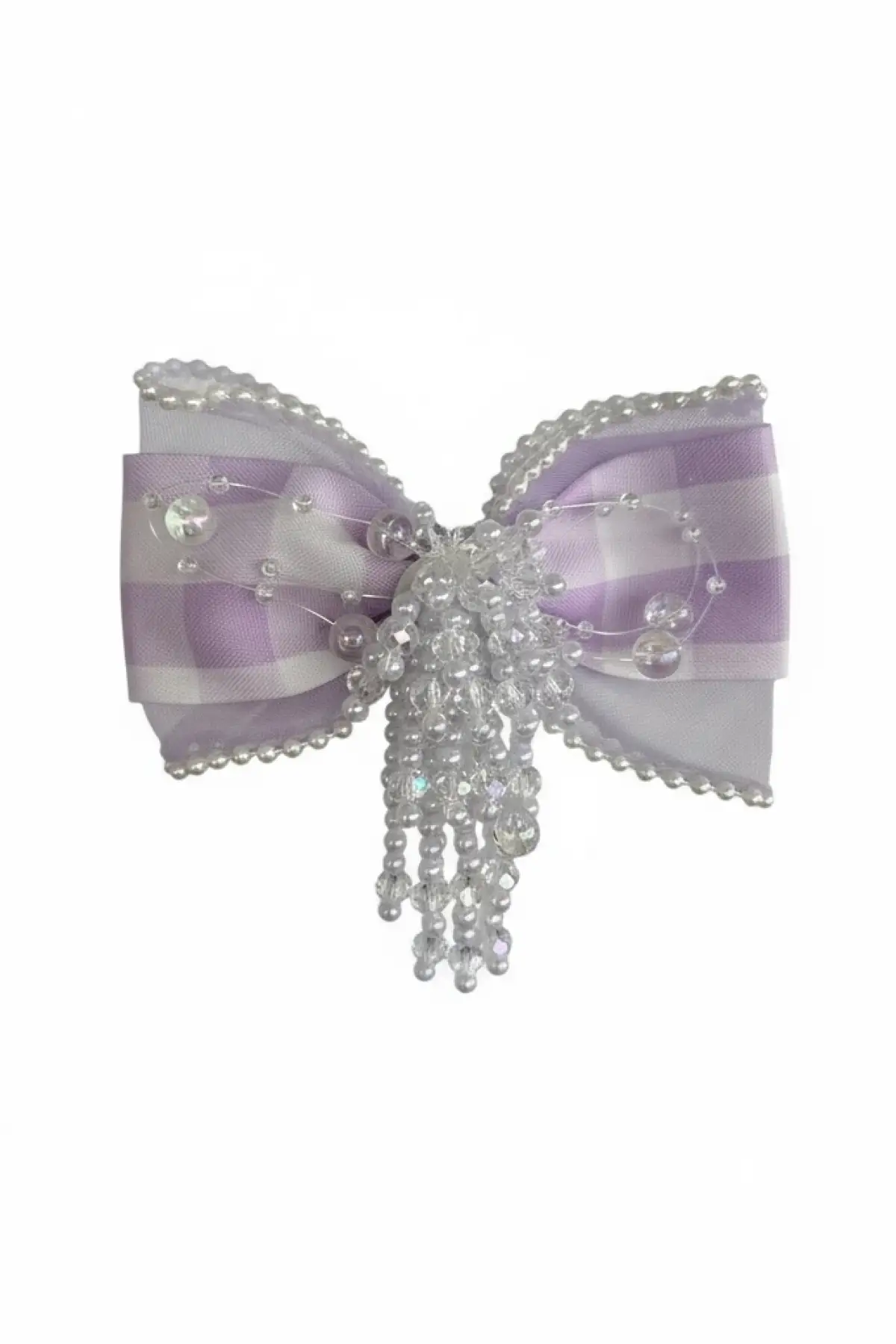 Mor Renk Kurdele Figürlü İnci Detaylı Pens Toka