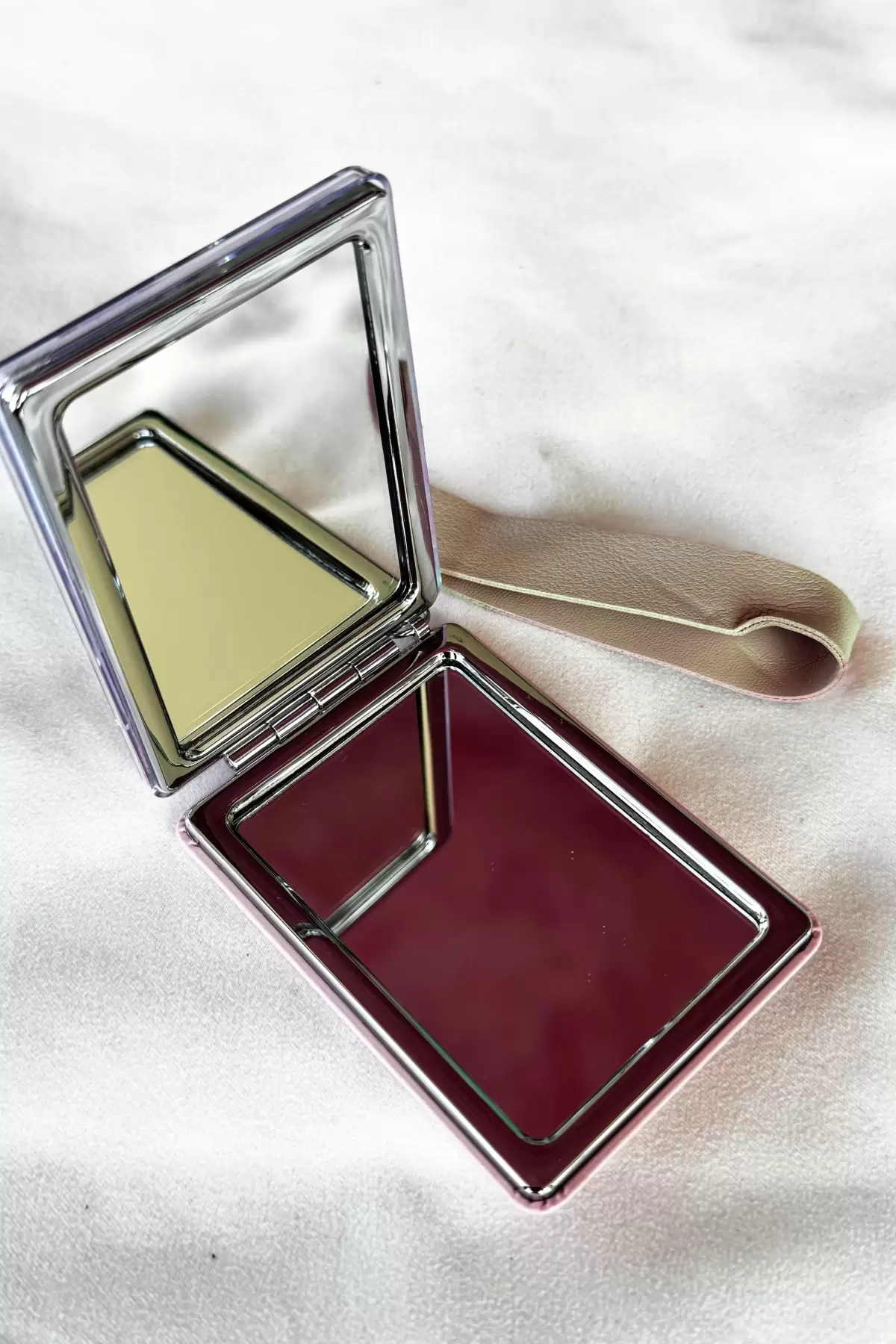 Mor Renk Unicorn Figürlü Simli Cep Ayna/Anahtarlık