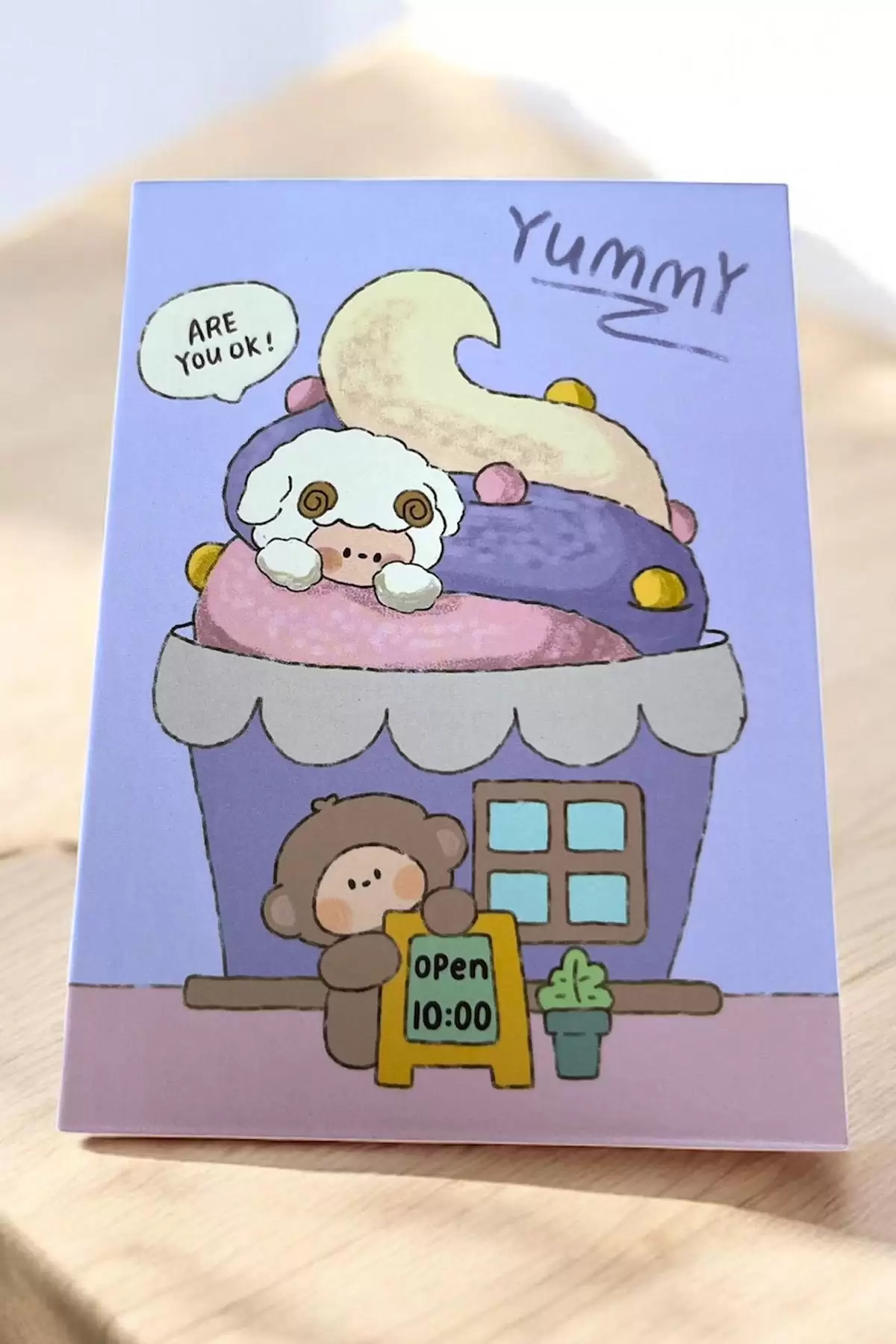 Mor Renk Yummy Yazılı Karışık Figürlü Masa Aynası
