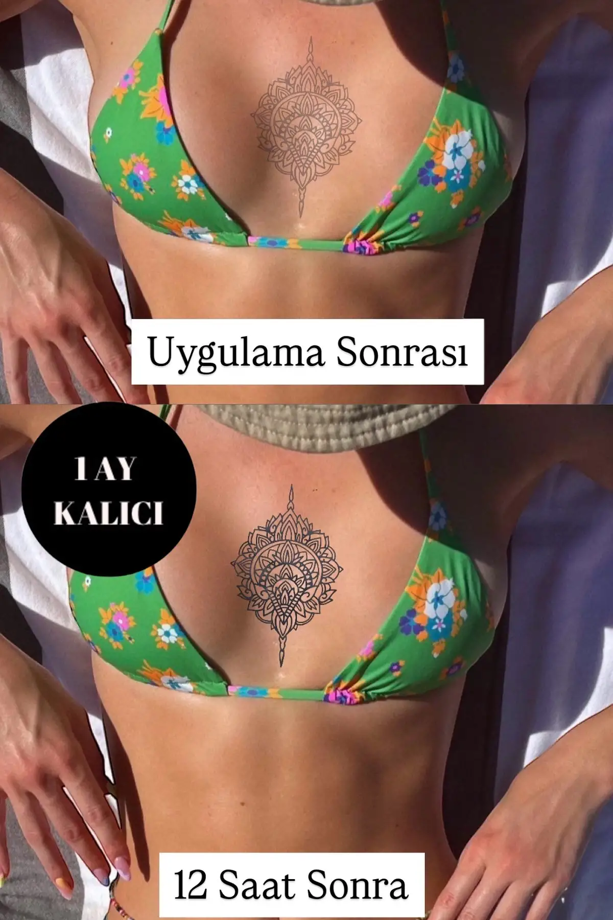 Motif Figürlü 12 Saat Sonra Kararan Geçici Dövme Tattoo