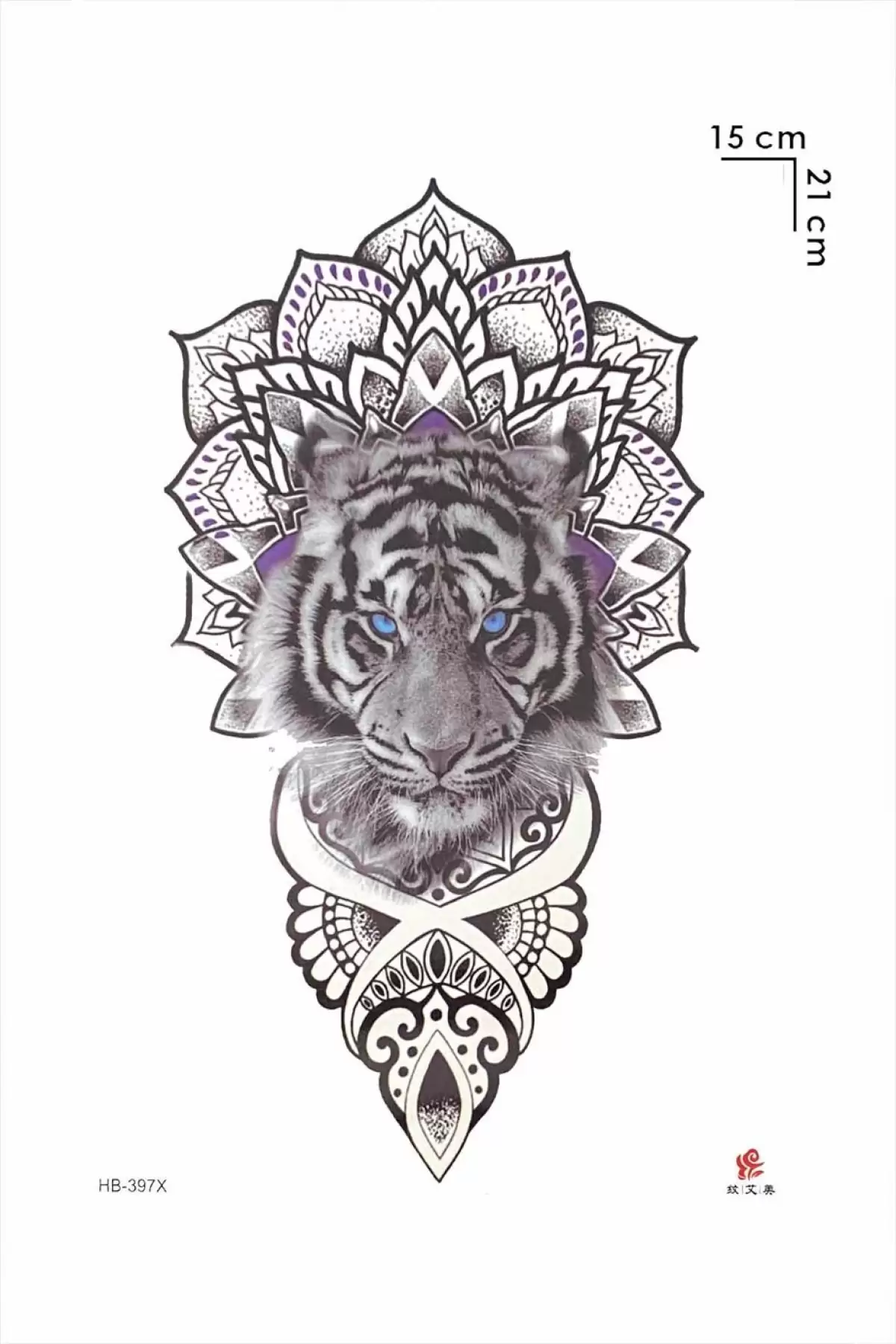 Motifli Bengal Kaplanı Geçici Dövme Tattoo