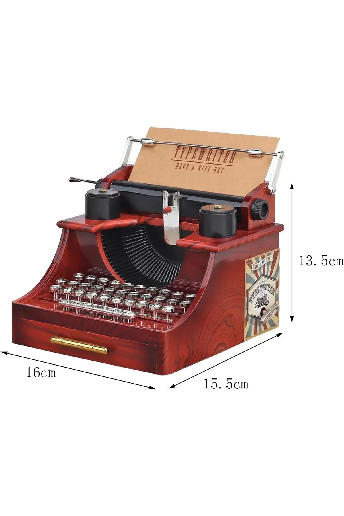 Nostaljik Tasarım Daktilo Hareketli Müzik Kutusu