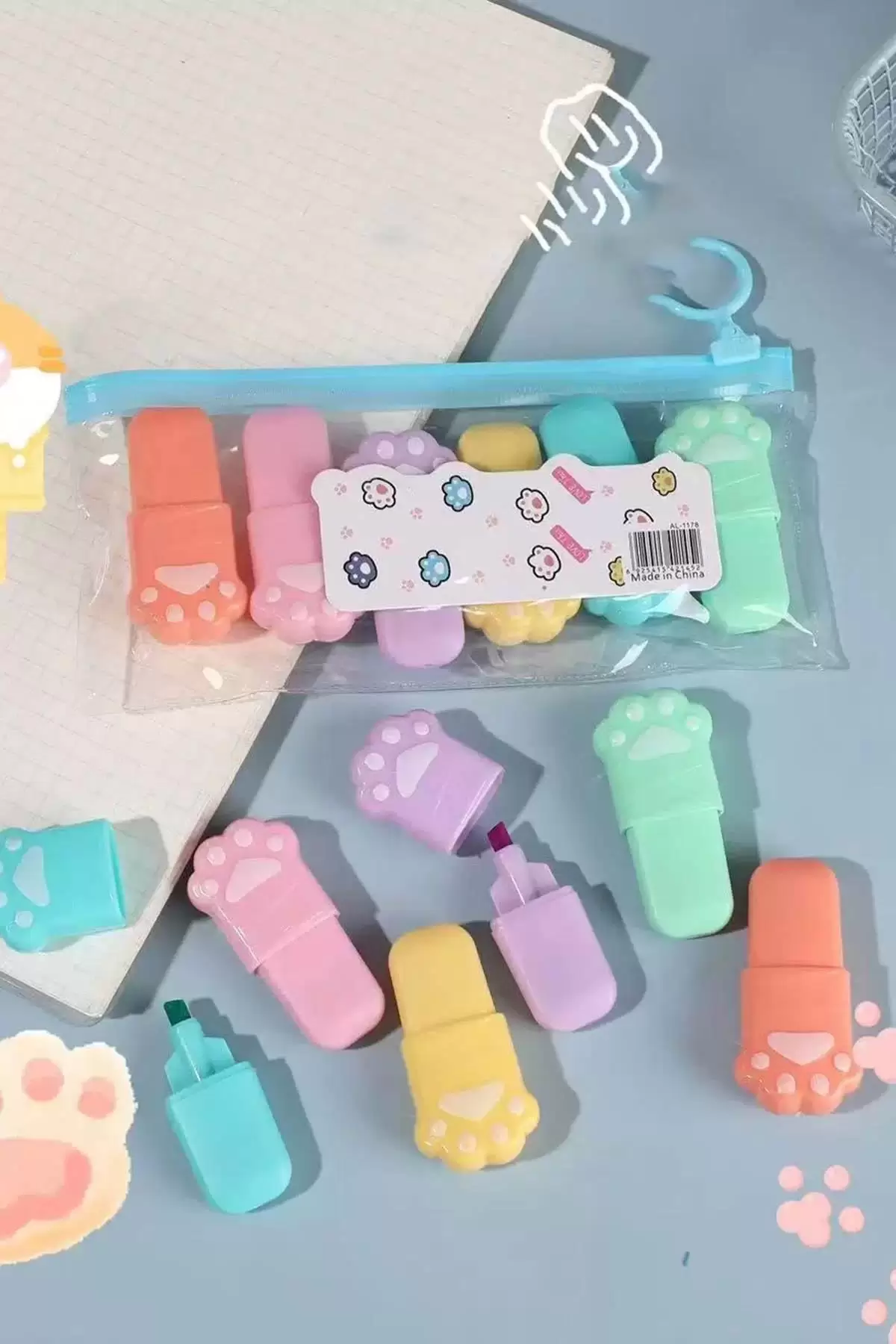 Pati Figürlü 6lı Fosforlu Kalem Set