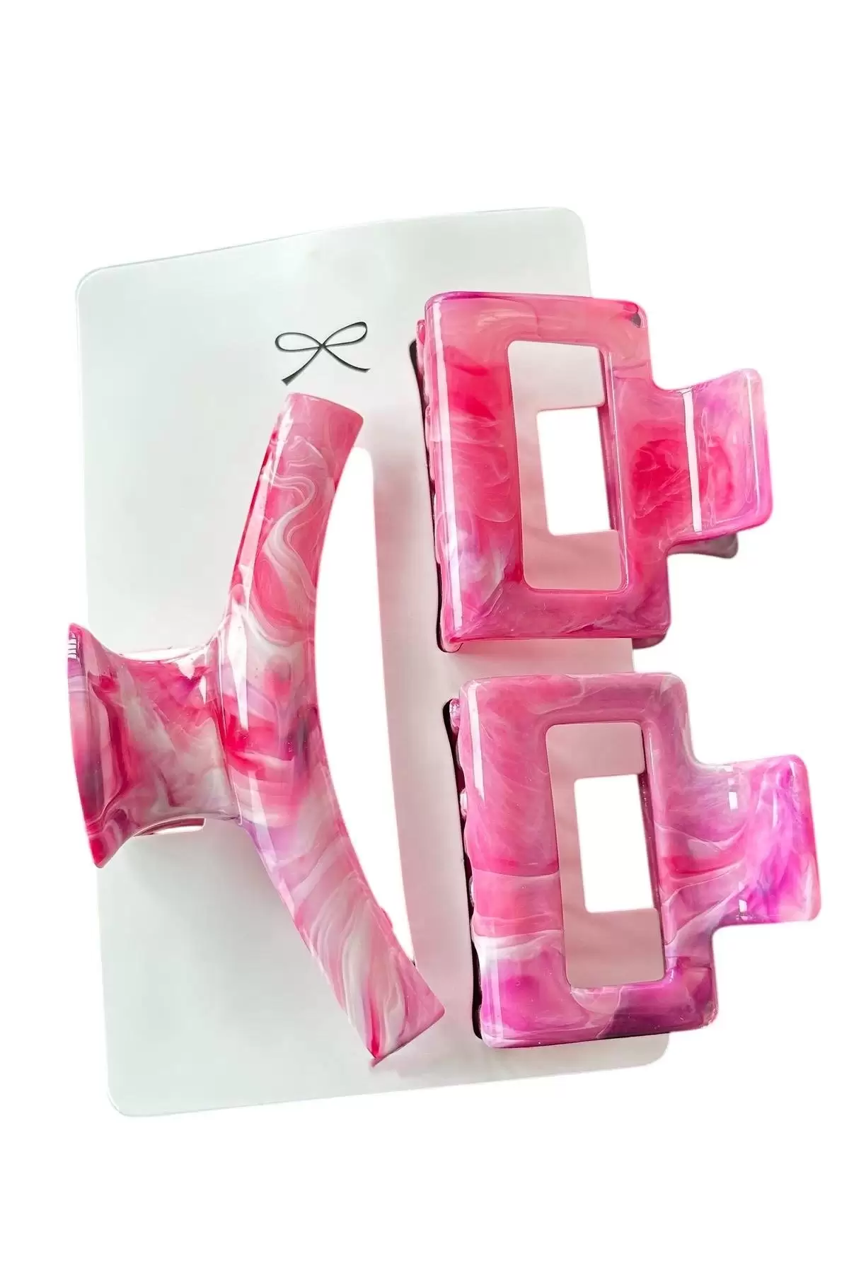 Pembe Renk 3lü Kemik Mandal Toka Set