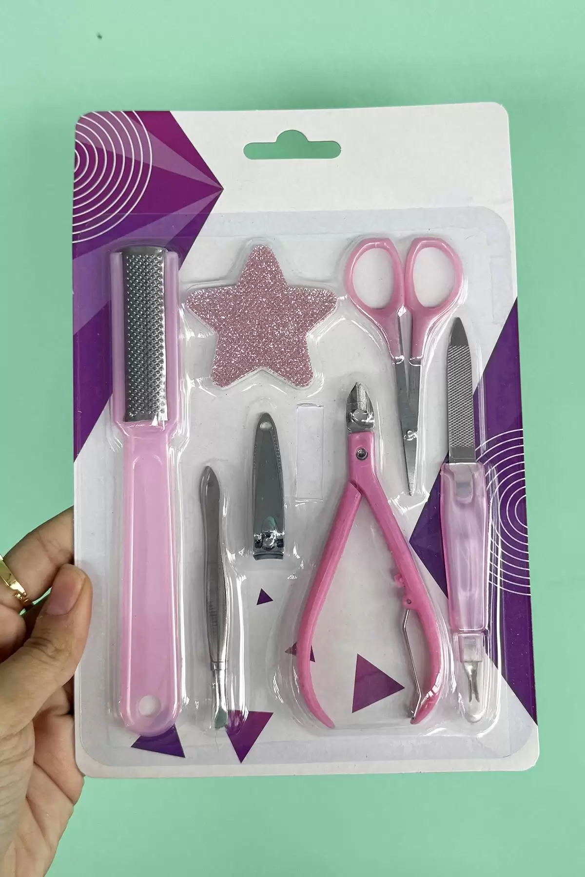 Pembe Renk 7 Parça Manikür/ Pedikür Törpü Set