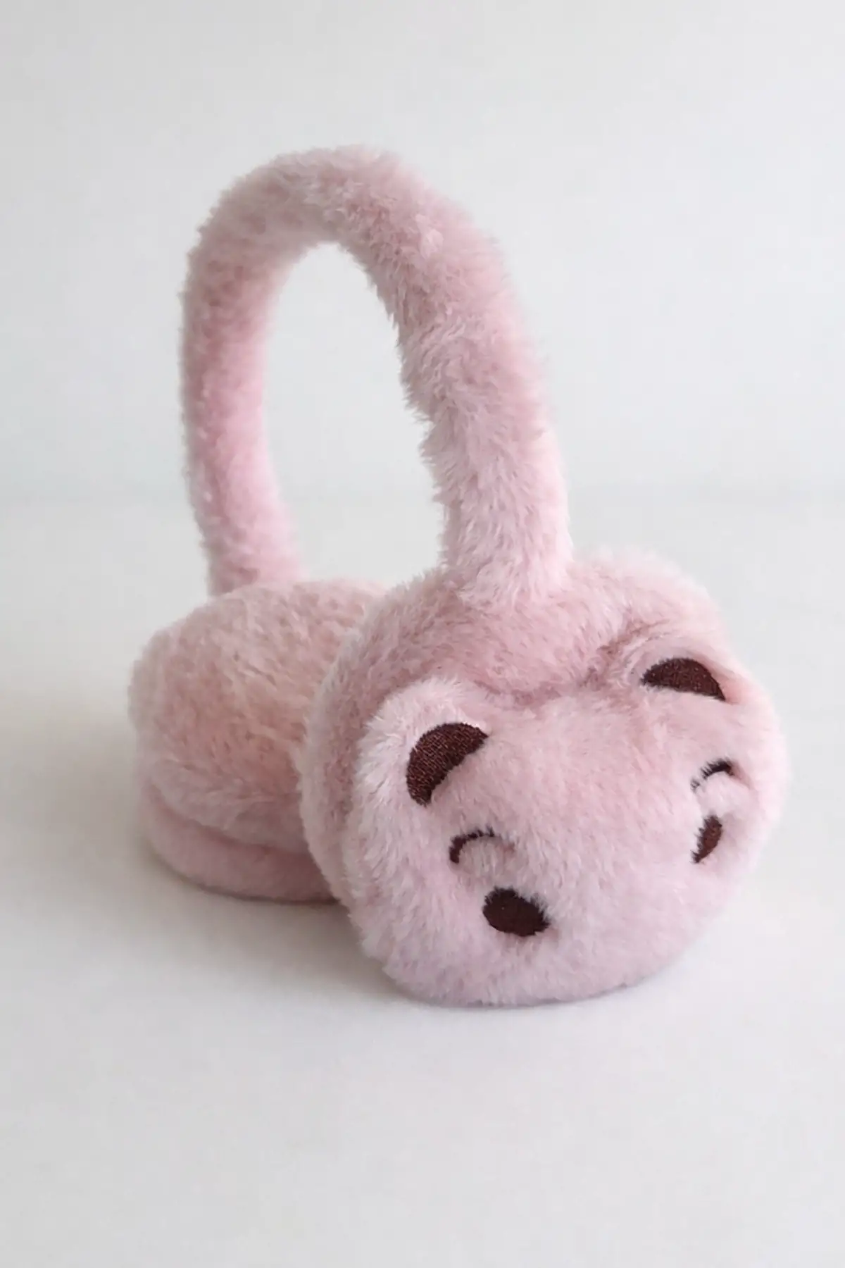 Pembe Renk Ayıcık Figürlü Peluş Kulaklık