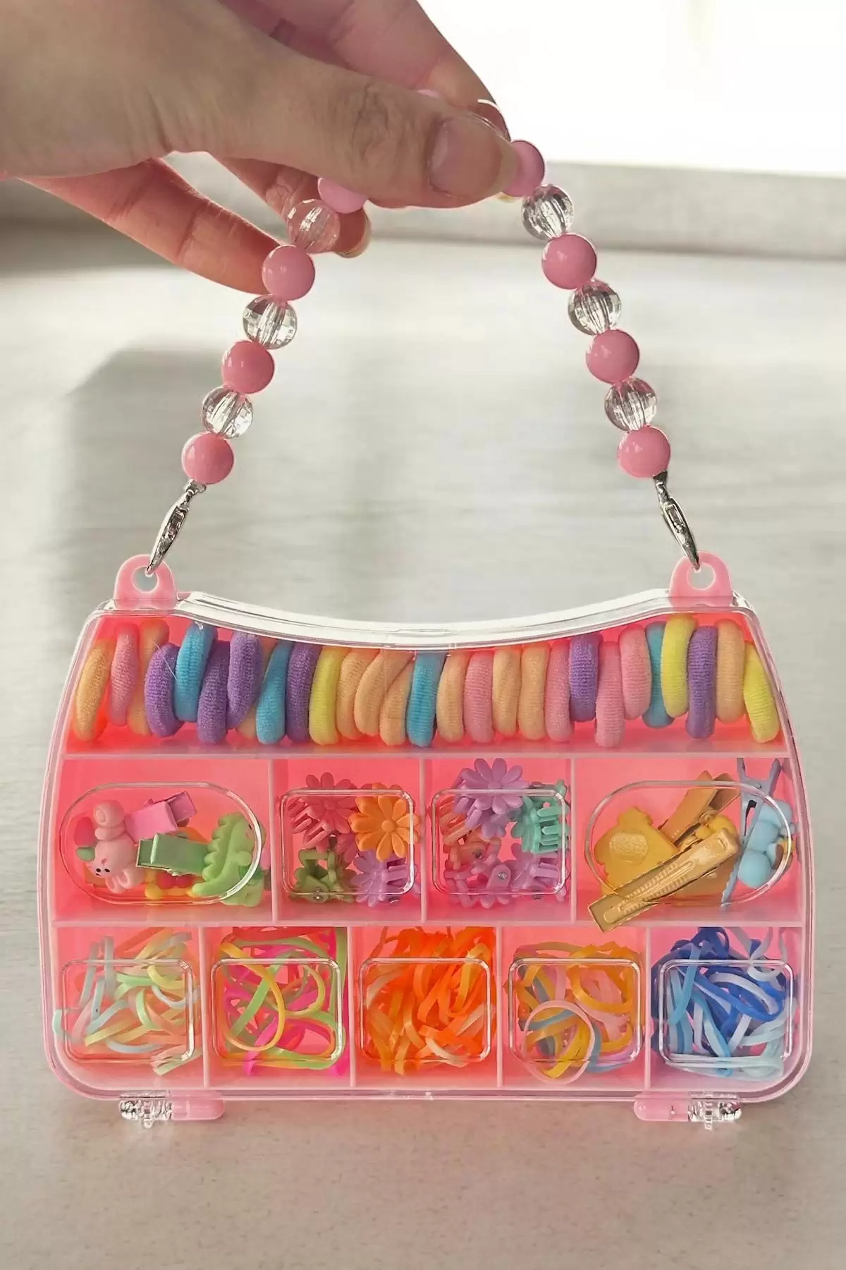 Pembe Renk Çantalı Çocuk Toka Set