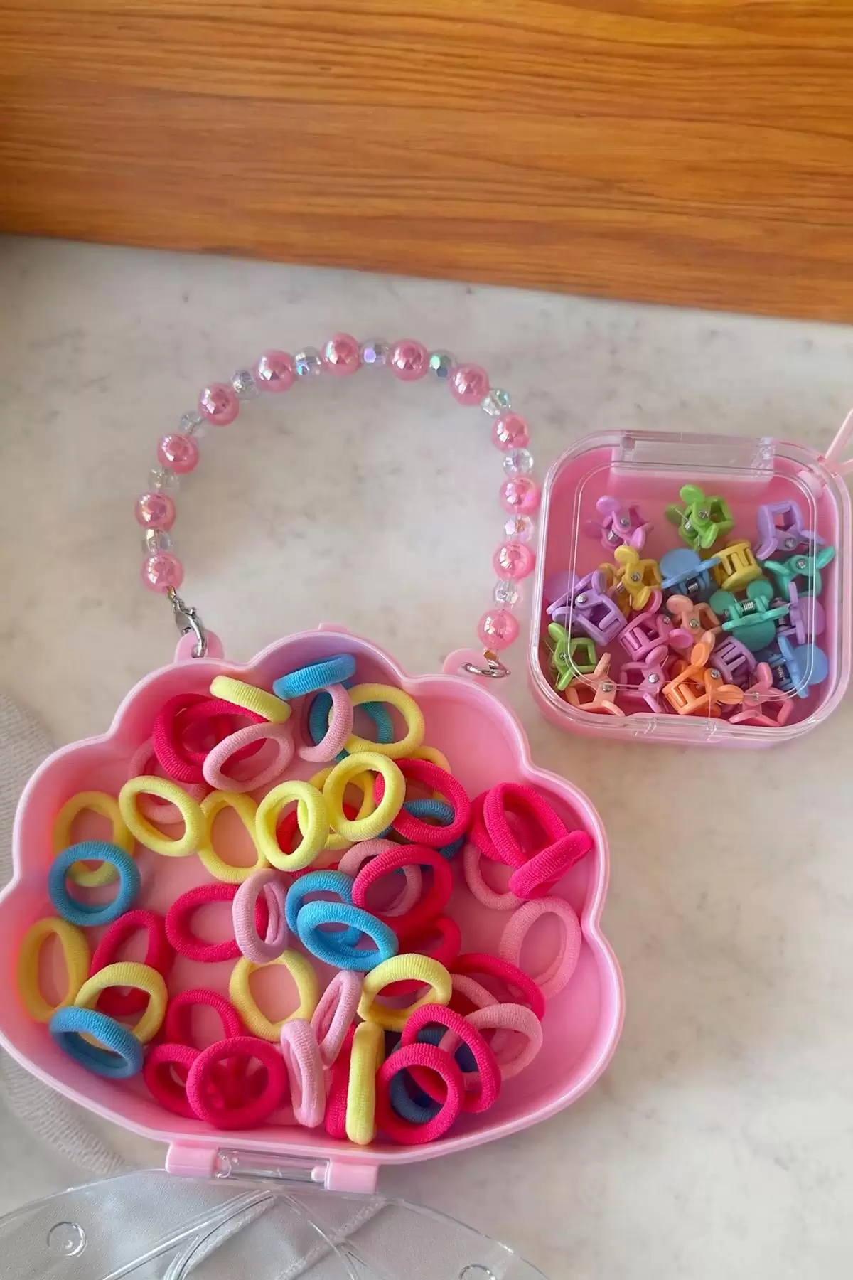 Pembe Renk Çantalı Çocuk Toka Set