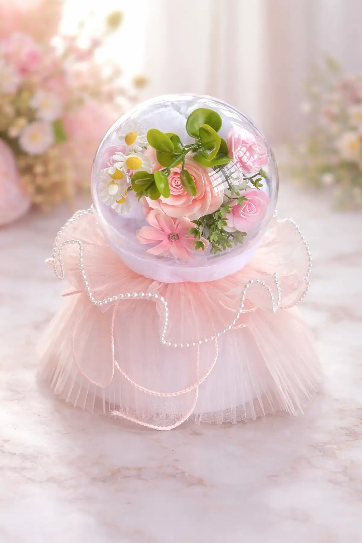 Pembe Renk Çiçek Aranjman Küresi