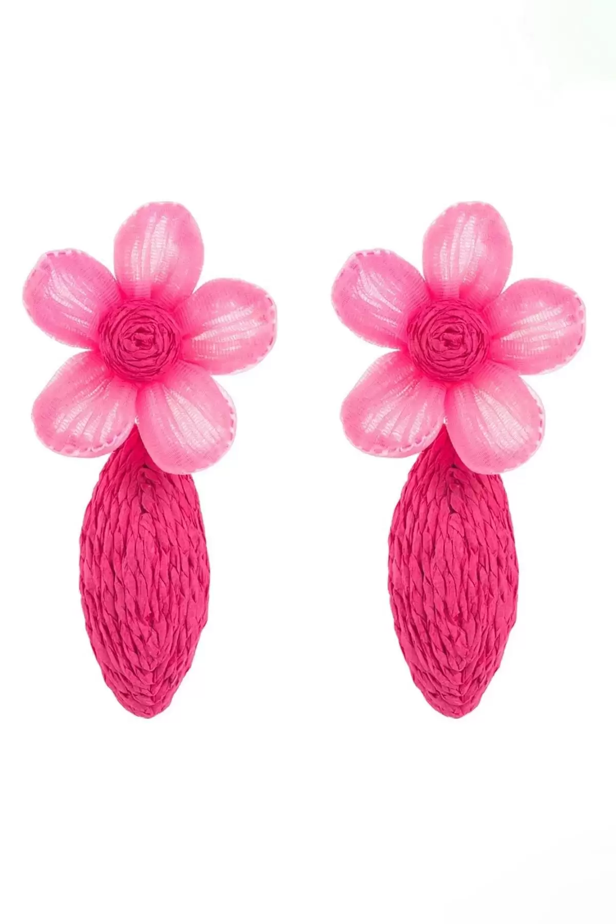 Pembe Renk Çiçek Figürlü Küpe (Çift)